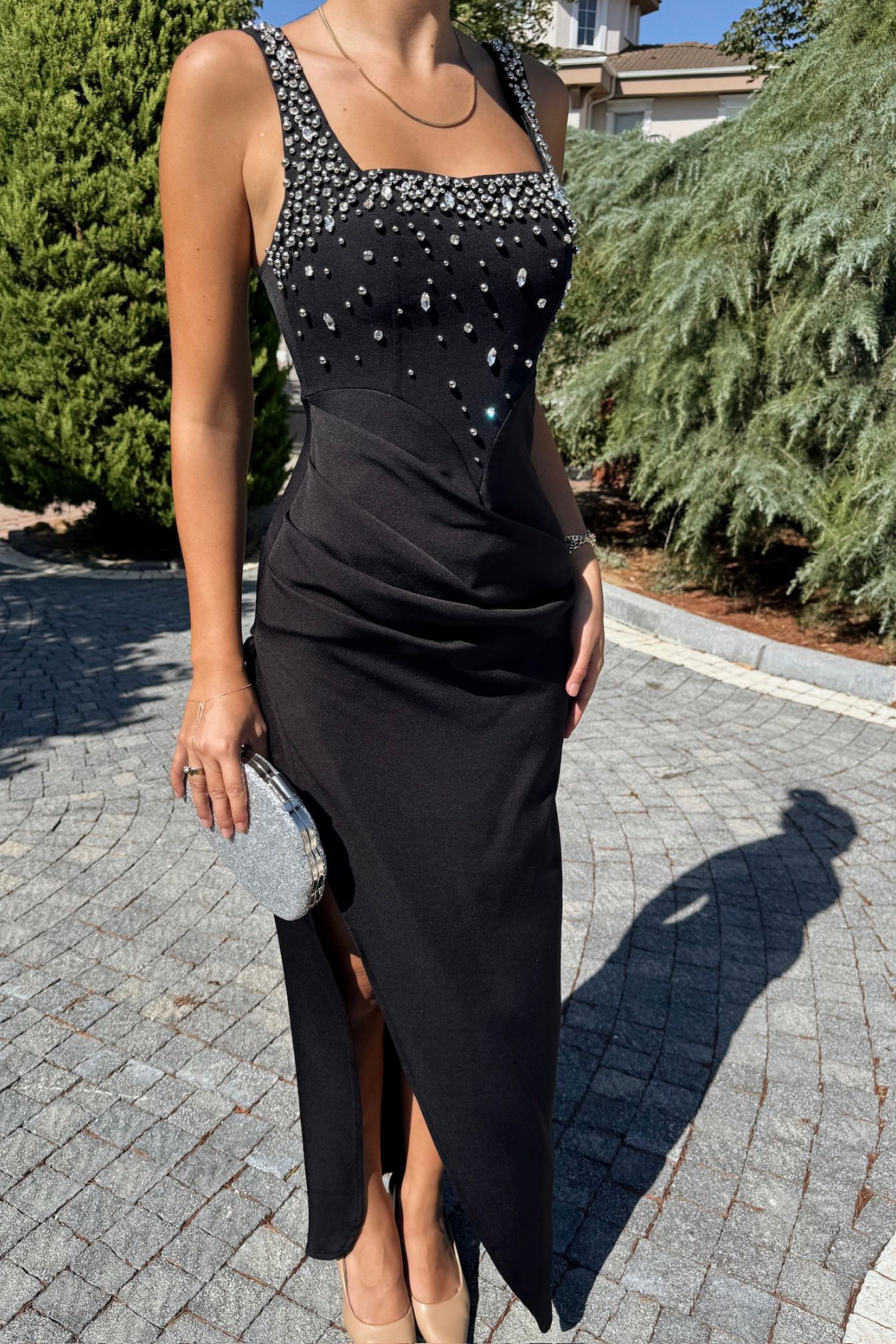 Sindimoda  Clark Kare Yaka İşleme Detay Abiye 9367 - Görsel 4