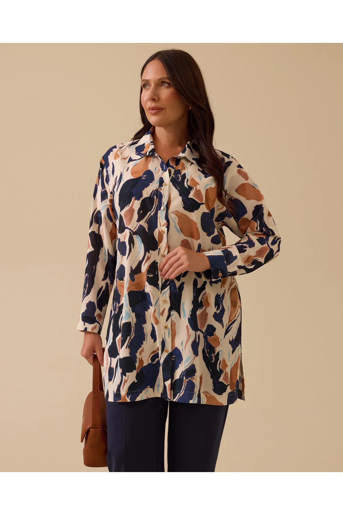 Gala-Xi-Plus Size Patterned Buttoned Tunic 1