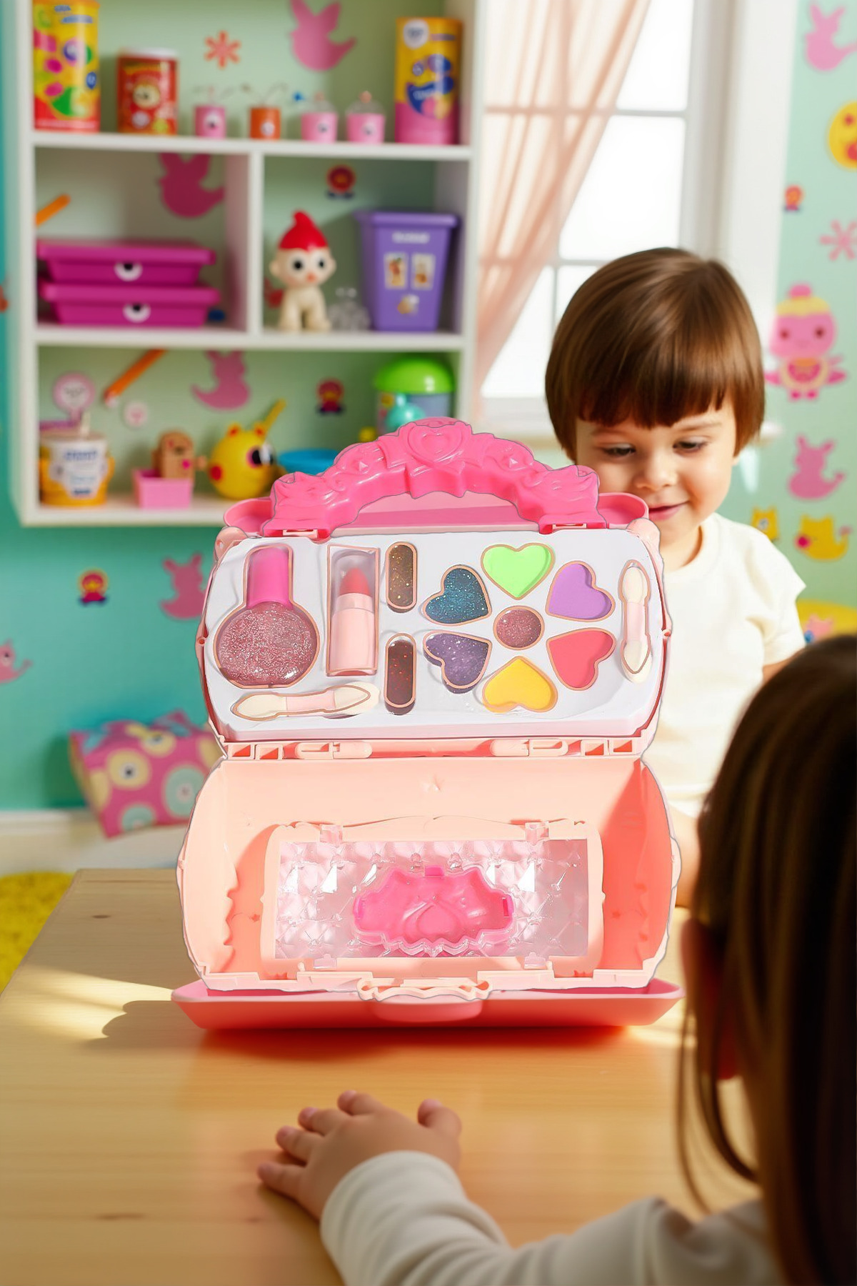 OMZ Kız Çocuk Oyuncakları Sürülebilir Çantalı Güzellik Makyaj Seti