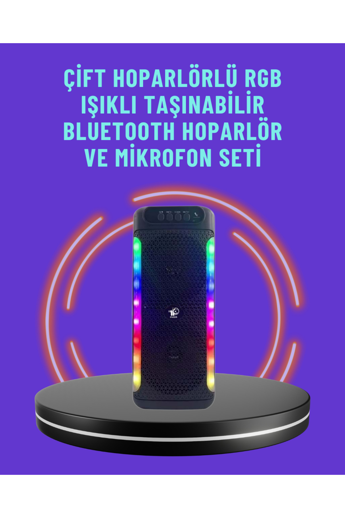 cenk x store Ev ve Dış Mekan Kullanımına Uygun RGB Işıklı Hoparlör
