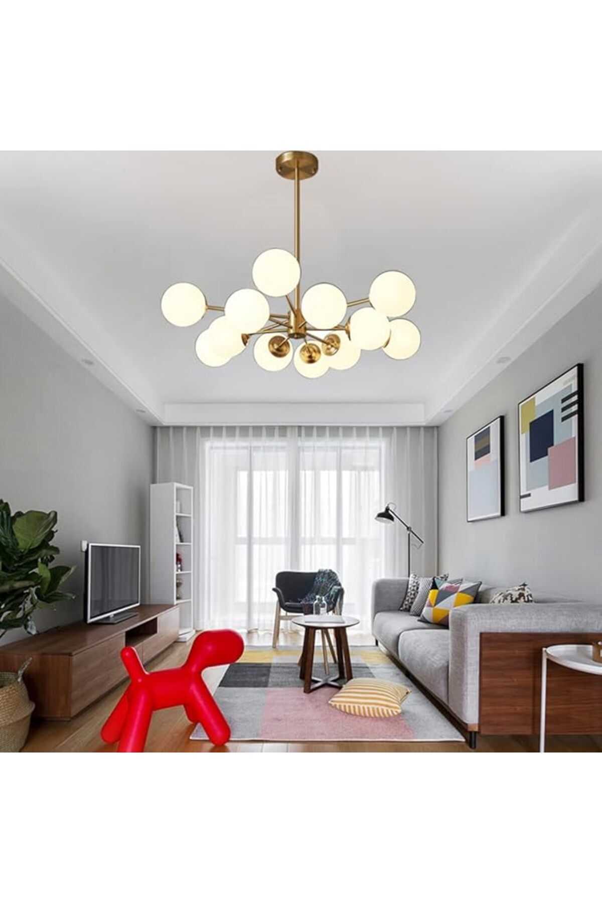 edc-Modern LED Chandelier 12 Globe Matte G9 Socket Bulbs Not Included 4