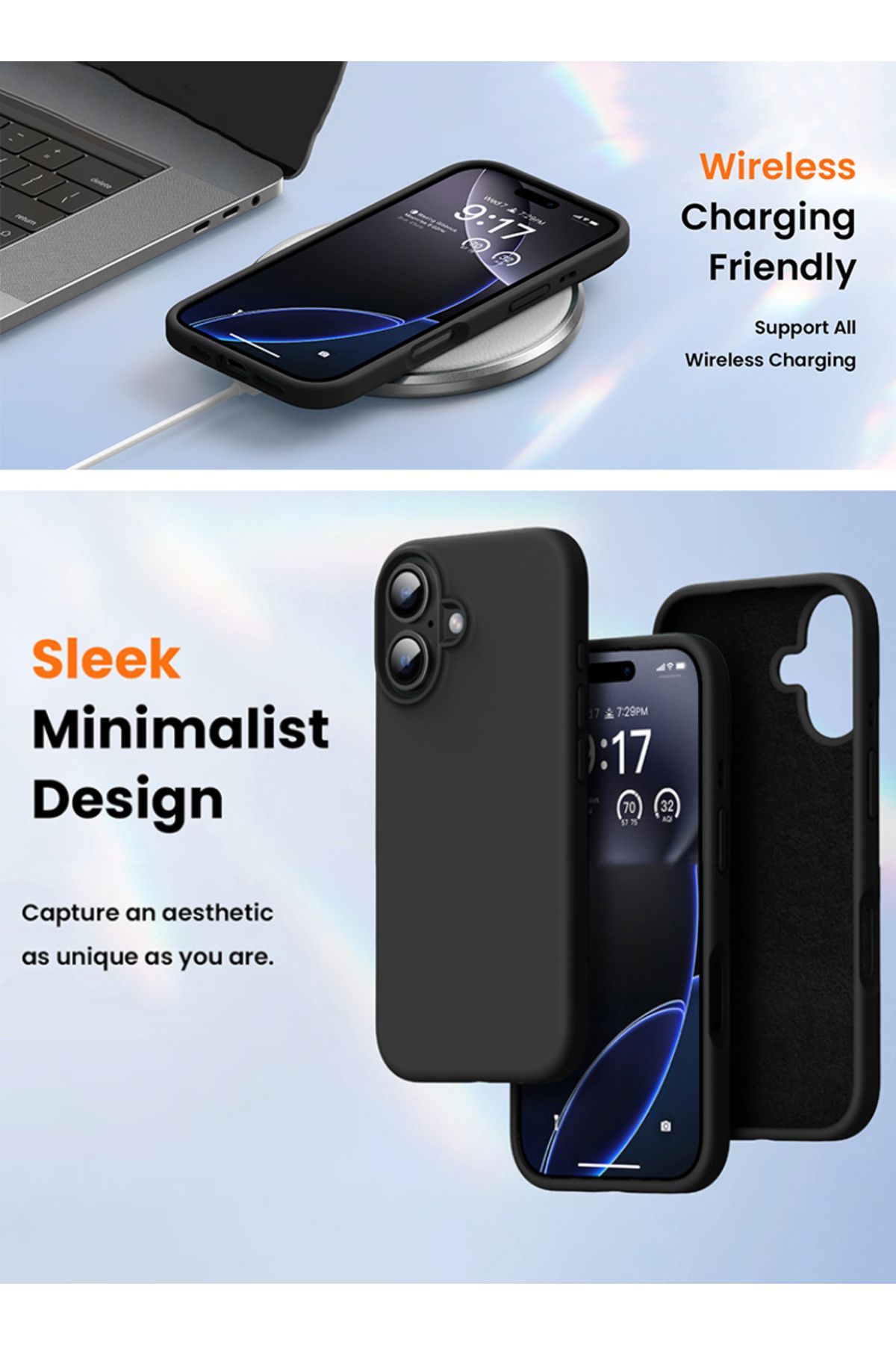Theodor-iPhone 16 Plus Black Protective Liquid Silicone Shockproof Case - Not Logic 6