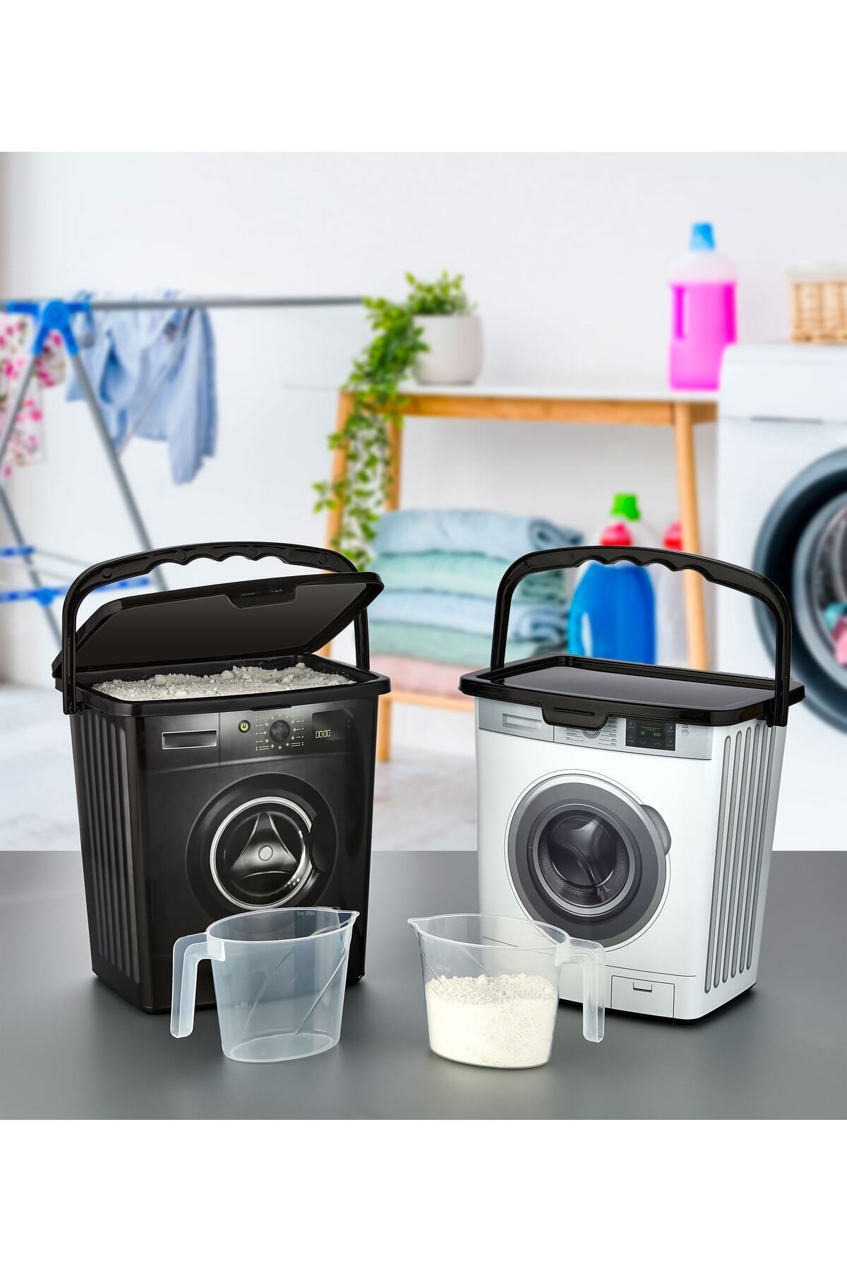 Estava Home 2'li Ölçek Kap Hediyeli Deterjan Saklama Kutusu 5 Litre - Plastik - 2 - Siyah