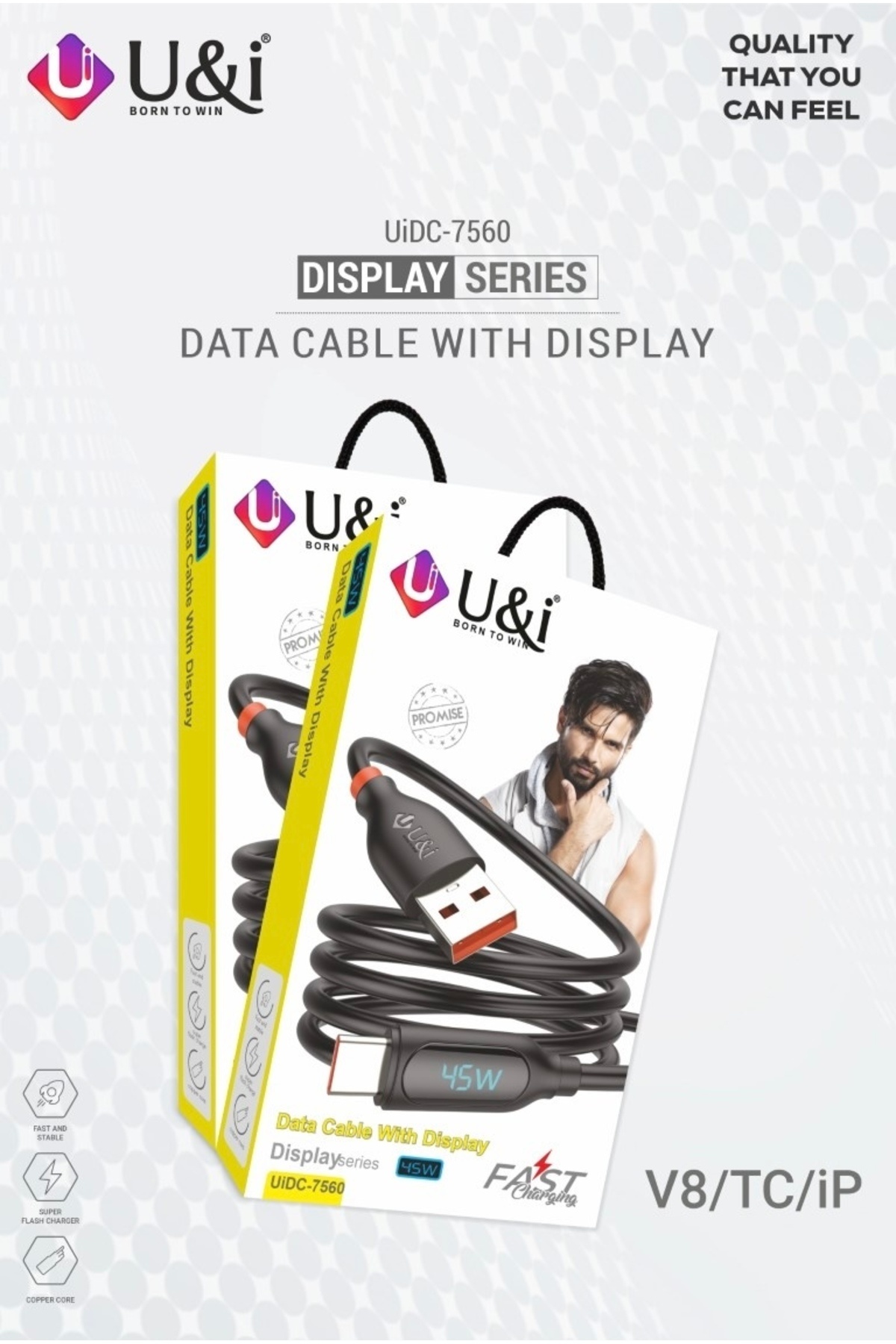 U & I Born To Win-20w Fast Charging Micro Usb Cable With Display Compatible with Samsung & Android Devices 5