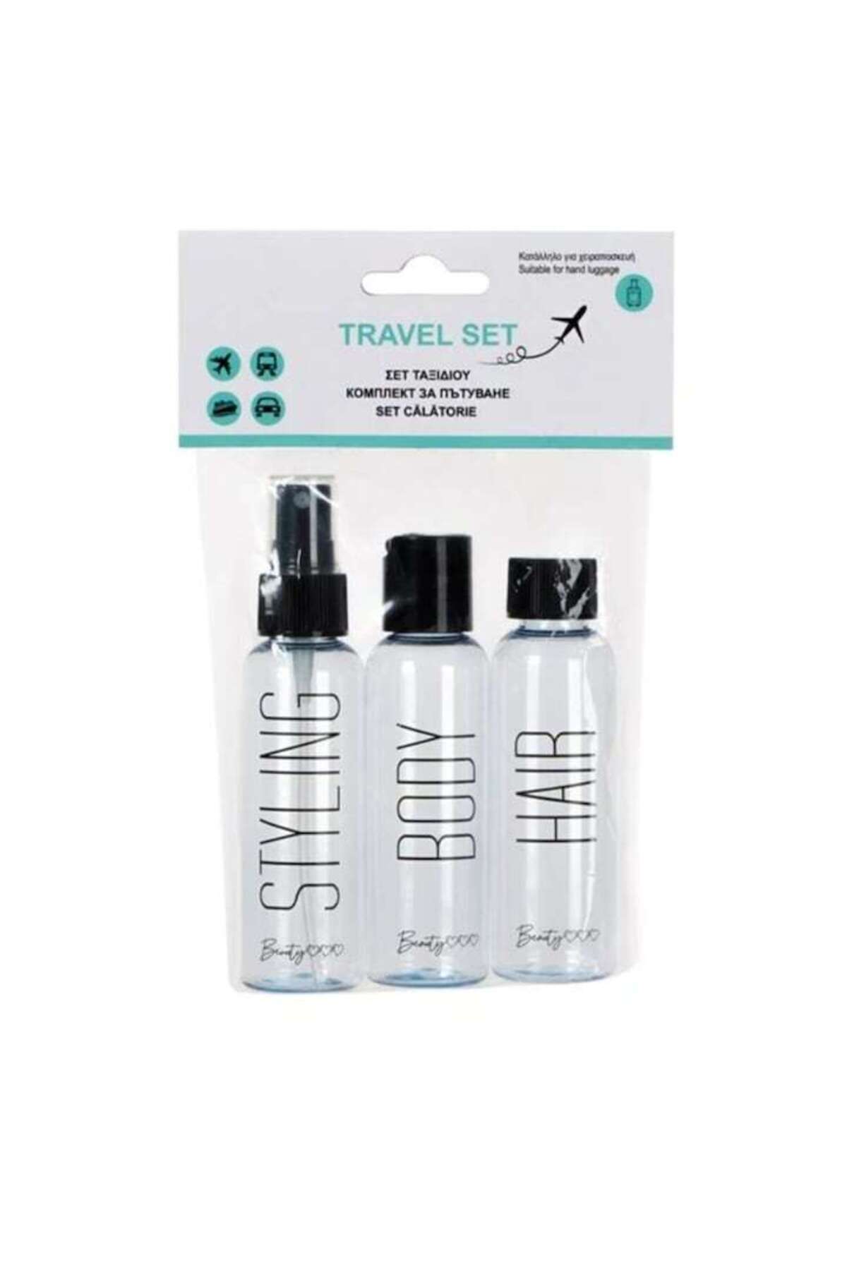 Wonderland-Set recipiente calatorie, negru/transparent, 3 buc, 60 ml 3