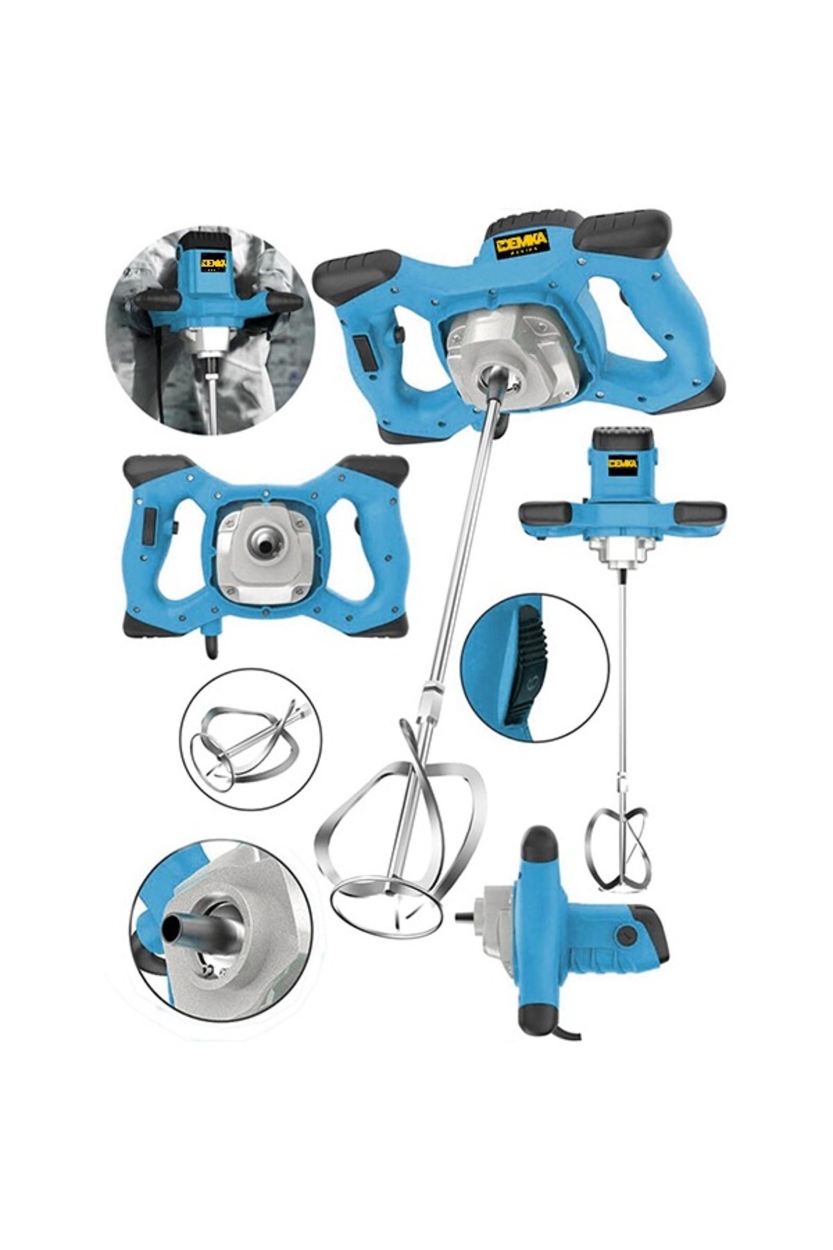 Demka Power Tools 4300 Watt Kademeli Hız Ayarı Boya ve Harç Mikseri Karıştırıcı