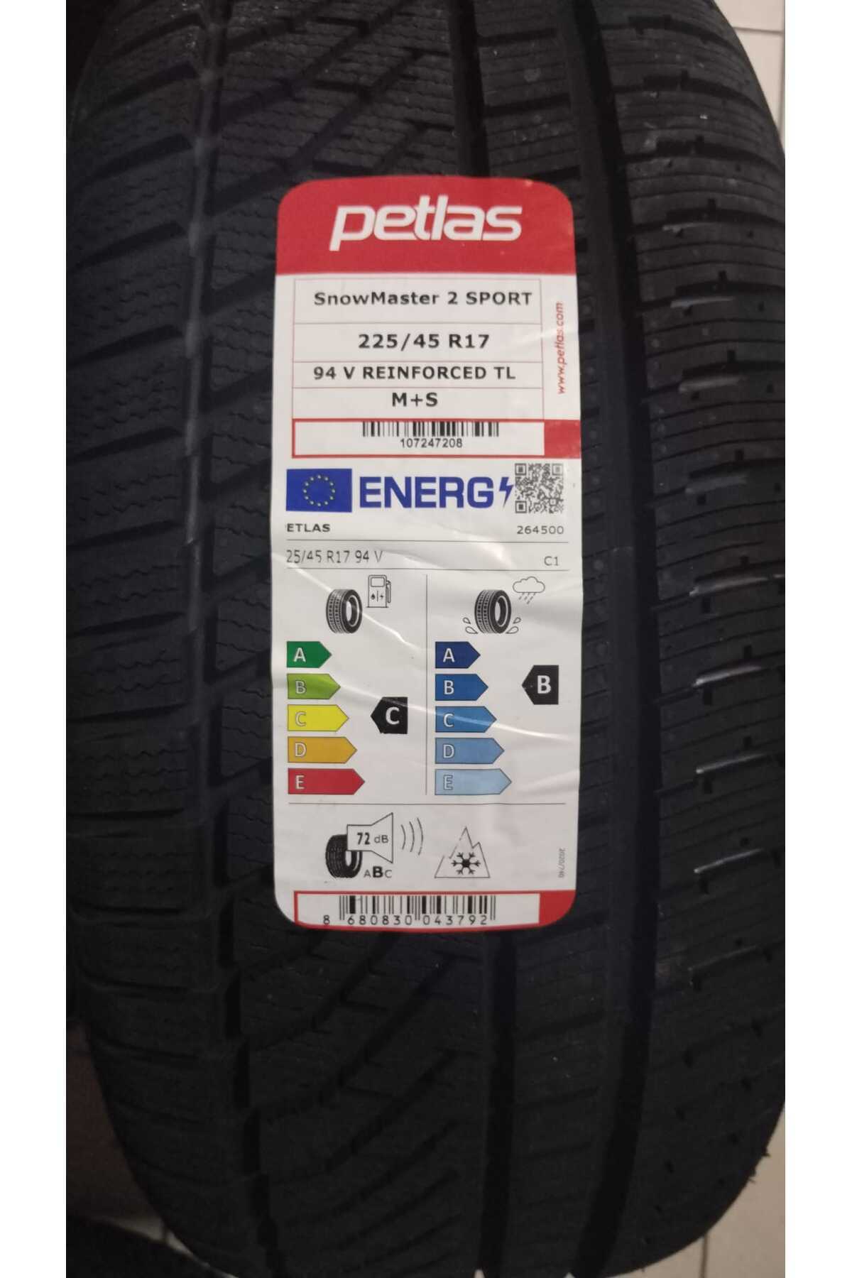 Petlas 225/45 R17 TL 94V REINF. SNOWMASTER 2 SPORT KIŞ LASTİĞİ 2025 ÜRETİM