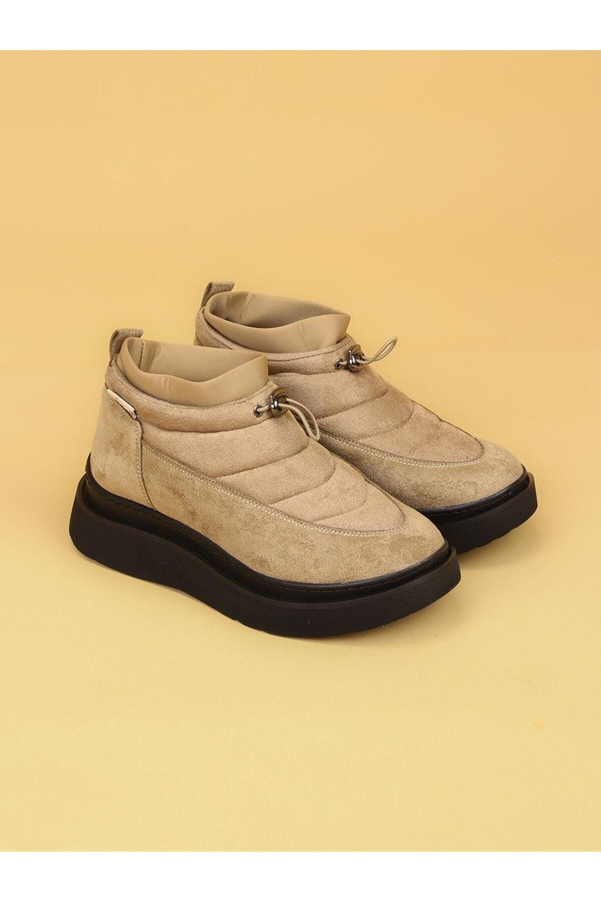 layki LUXOR Kadın Dolgulu Kışlık Bej Sneaker Bot