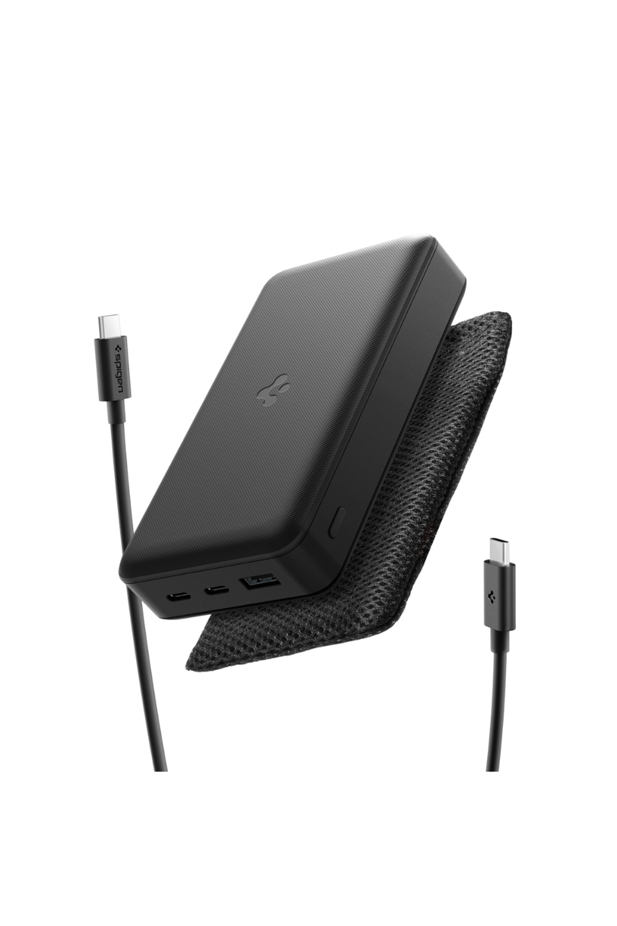 Spigen 30000 mAh 30W USB-C + USB-A Giriş/Çıkış Hızlı Şarj 3 Port Kablo + Çanta Powerbank - ABA09435