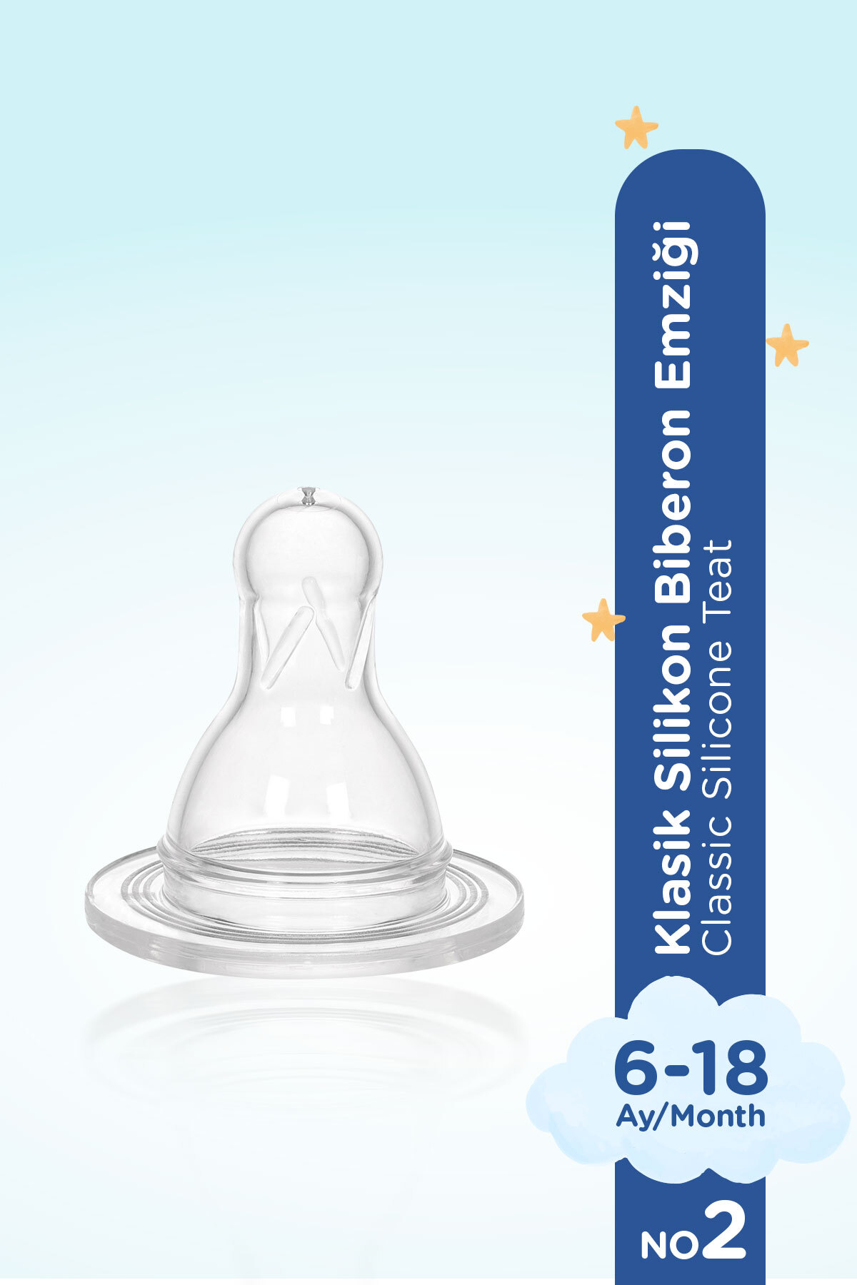 Wee Baby Yuvarlak Uçlu Silikon Biberon Emziği Normal Akış No:2 6-18 Ay fotoğrafı 2 (önizleme)