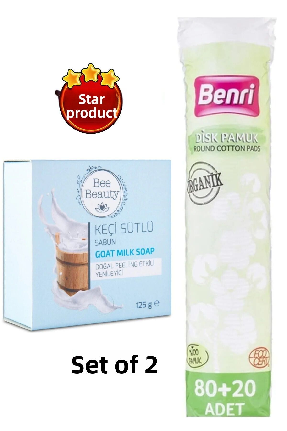 beaulis-Goat Milk Soap & 100 Pack Organic Cotton 1