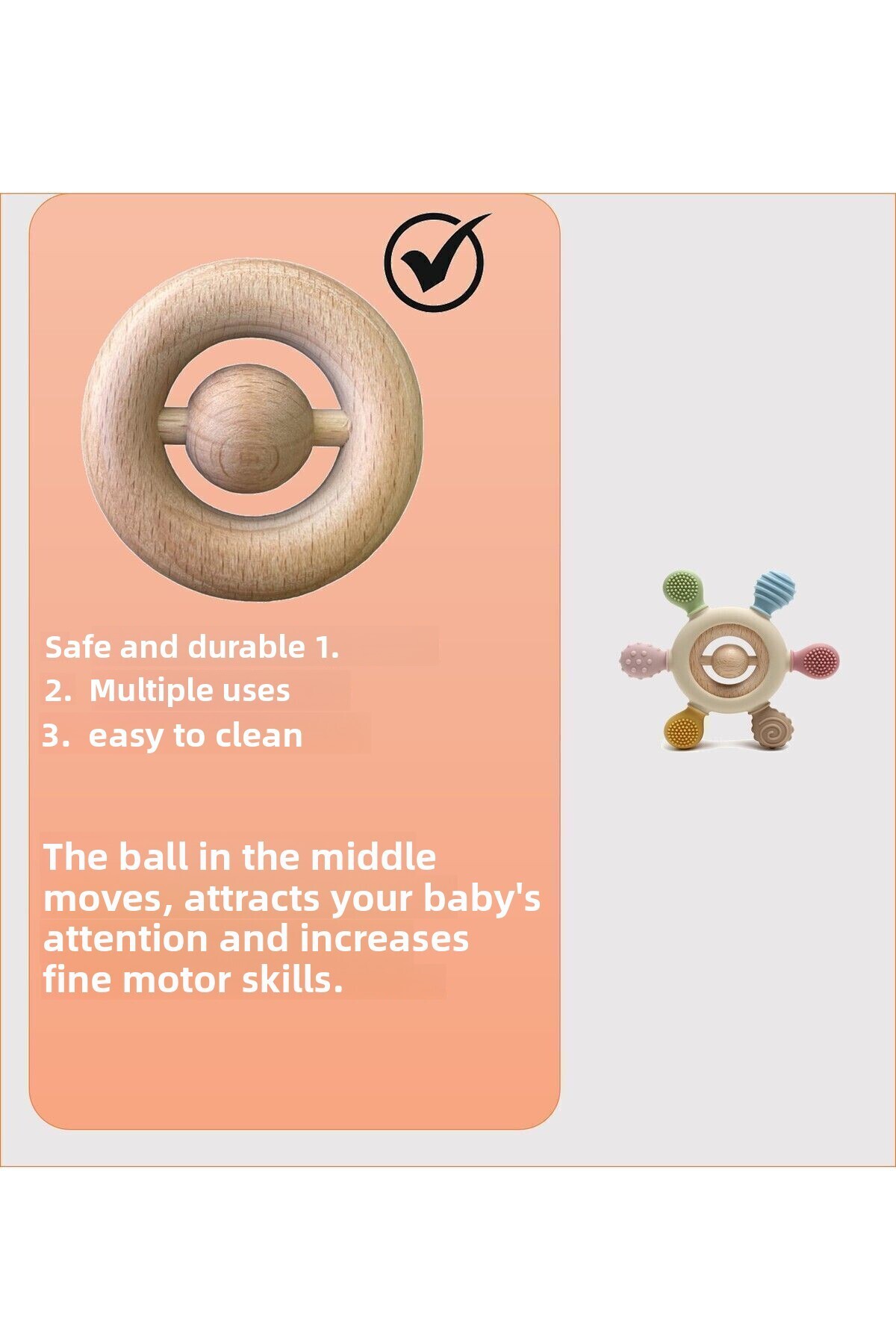 tutobaby-دفة حلقة عضاضة للأطفال (عضاضة باللون البيج) 7
