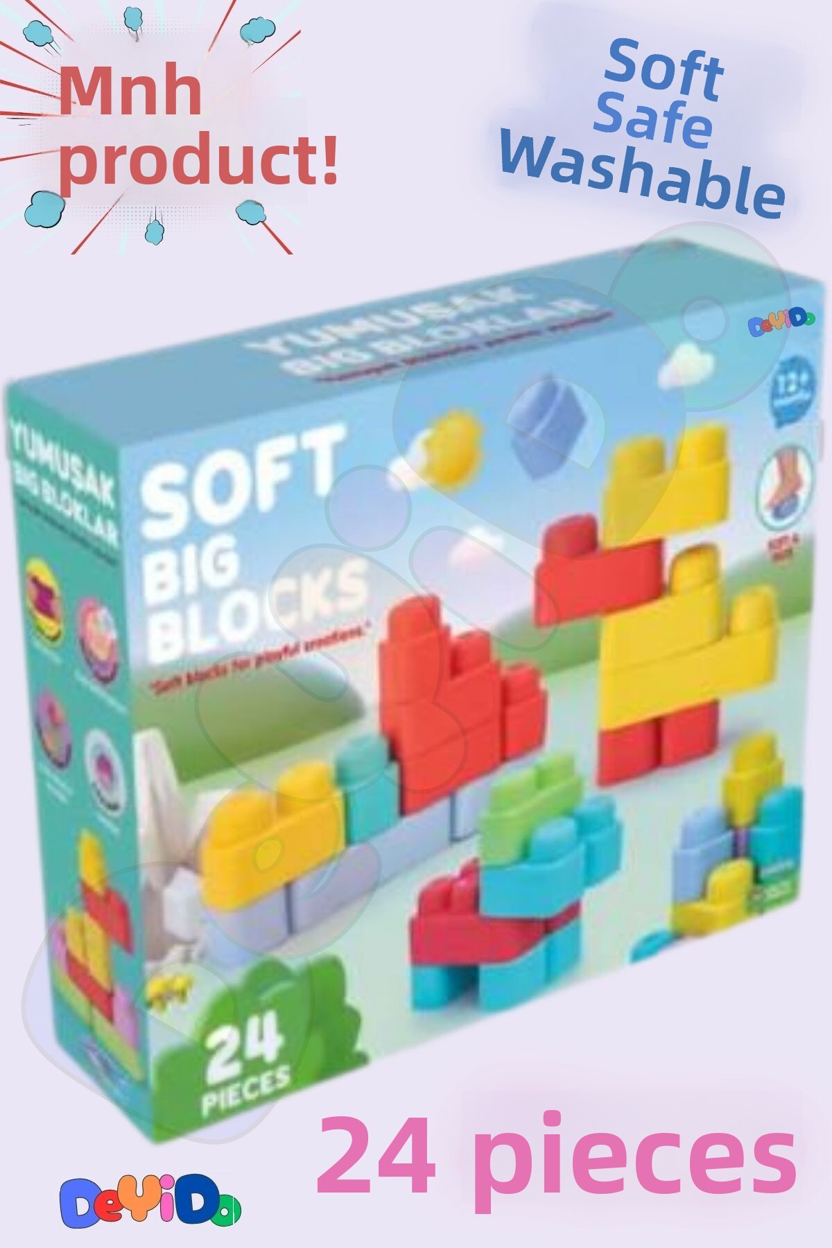 ست بلوک‌های نرم بزرگ | اسباب‌بازی آموزشی و سرگرم‌کننده ۲۴ تکه برای نوزادان