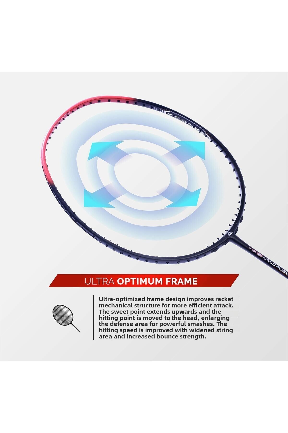 Apacs-Nano Fusion Speed Graphite Unstrung Badminton Racket | 76g, 30 Lbs | Red 3