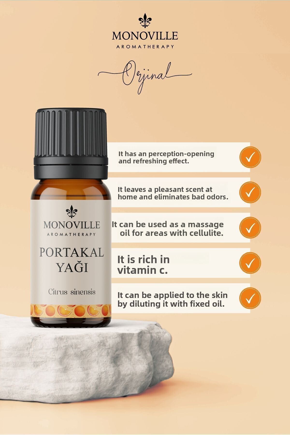 Monoville-Lemon, Orange and Grapefruit Oil - 10 ml, 100% Pure and Natural, Set of 3 3