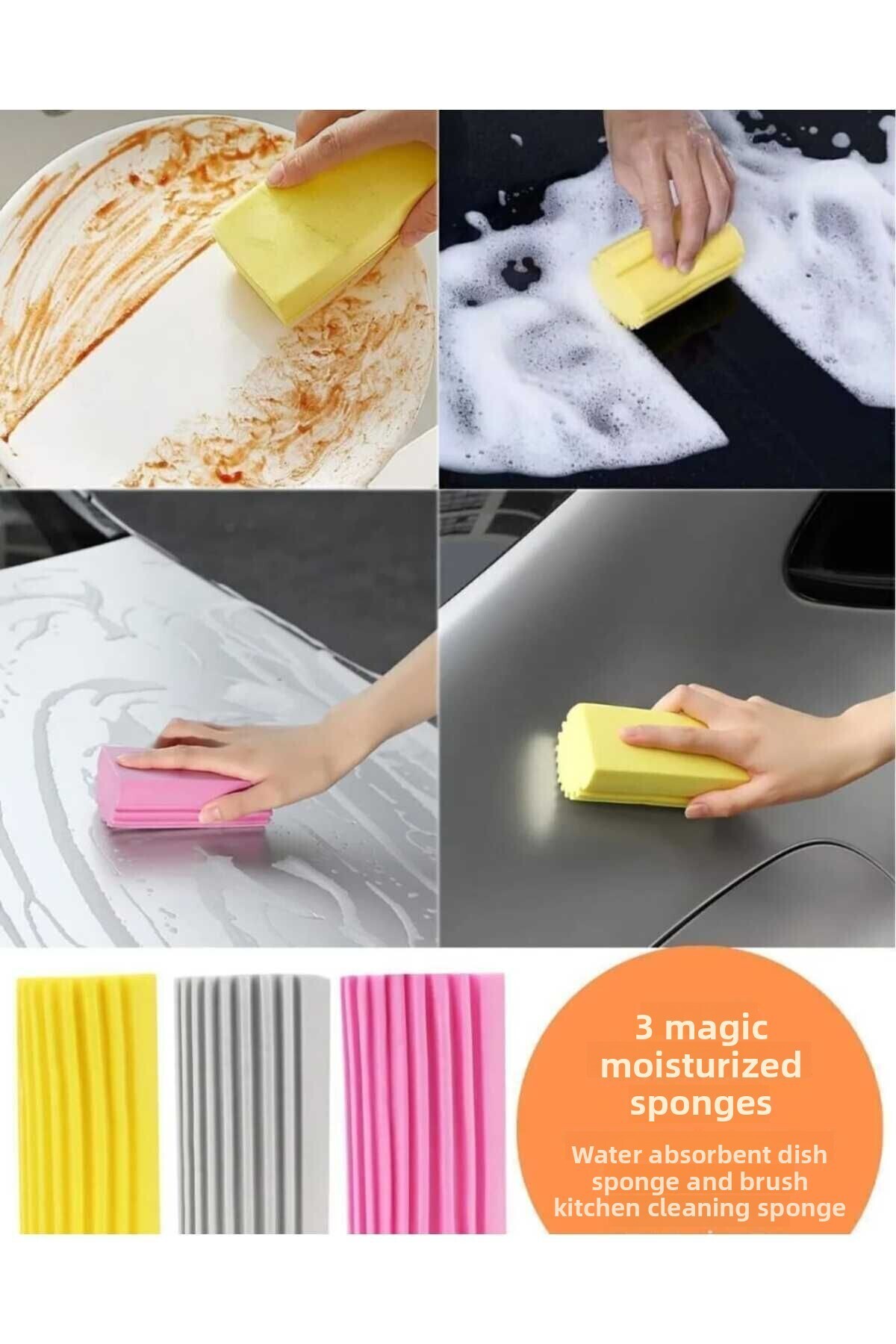 Dalian Home-3 Pieces Multi-Purpose - Damp Duster Sponge, Magic Cleaning, Dust Absorber 1