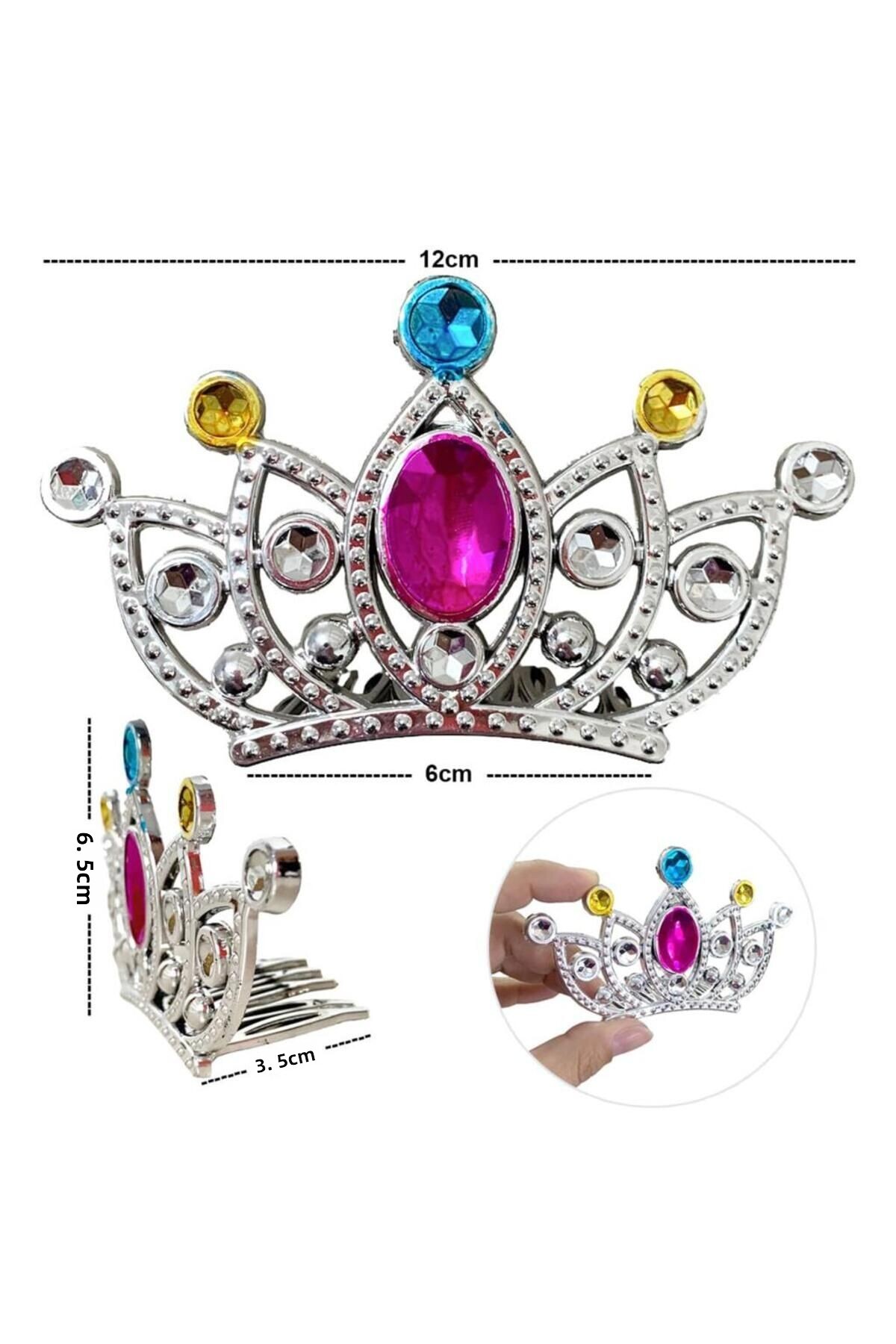 نسسی‌ورلد مدل پرنسس/کوئین تاج پولیشی رنگ نقره‌ای با لبه‌های موج‌دار، شماره ۲، ۱۲×۷ سانتی‌متر