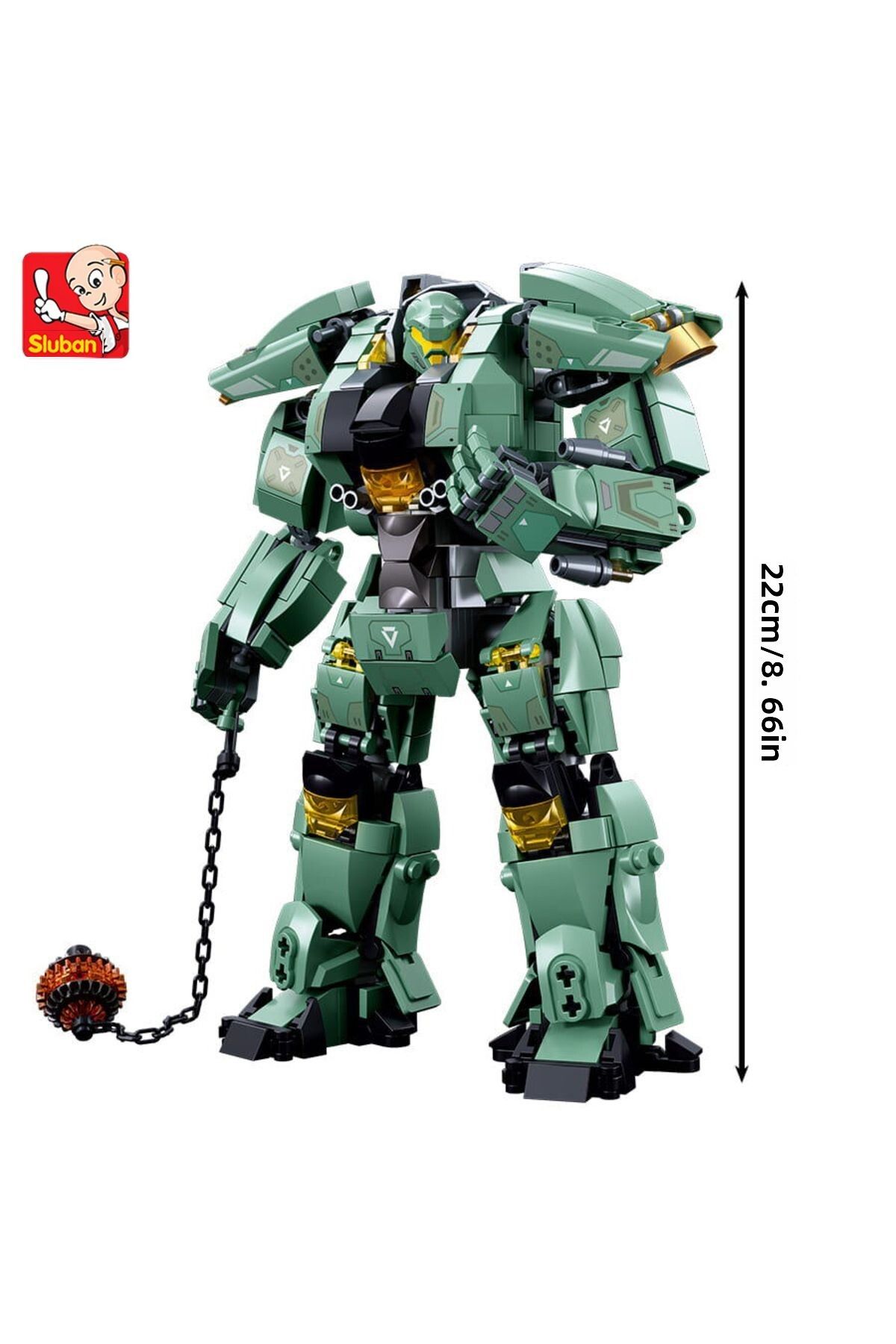 Choice-542pcs Sluban Green Warrior Robot With Chain Hammer Building Blocks Toys, Robot Battle Armor Asse... 7