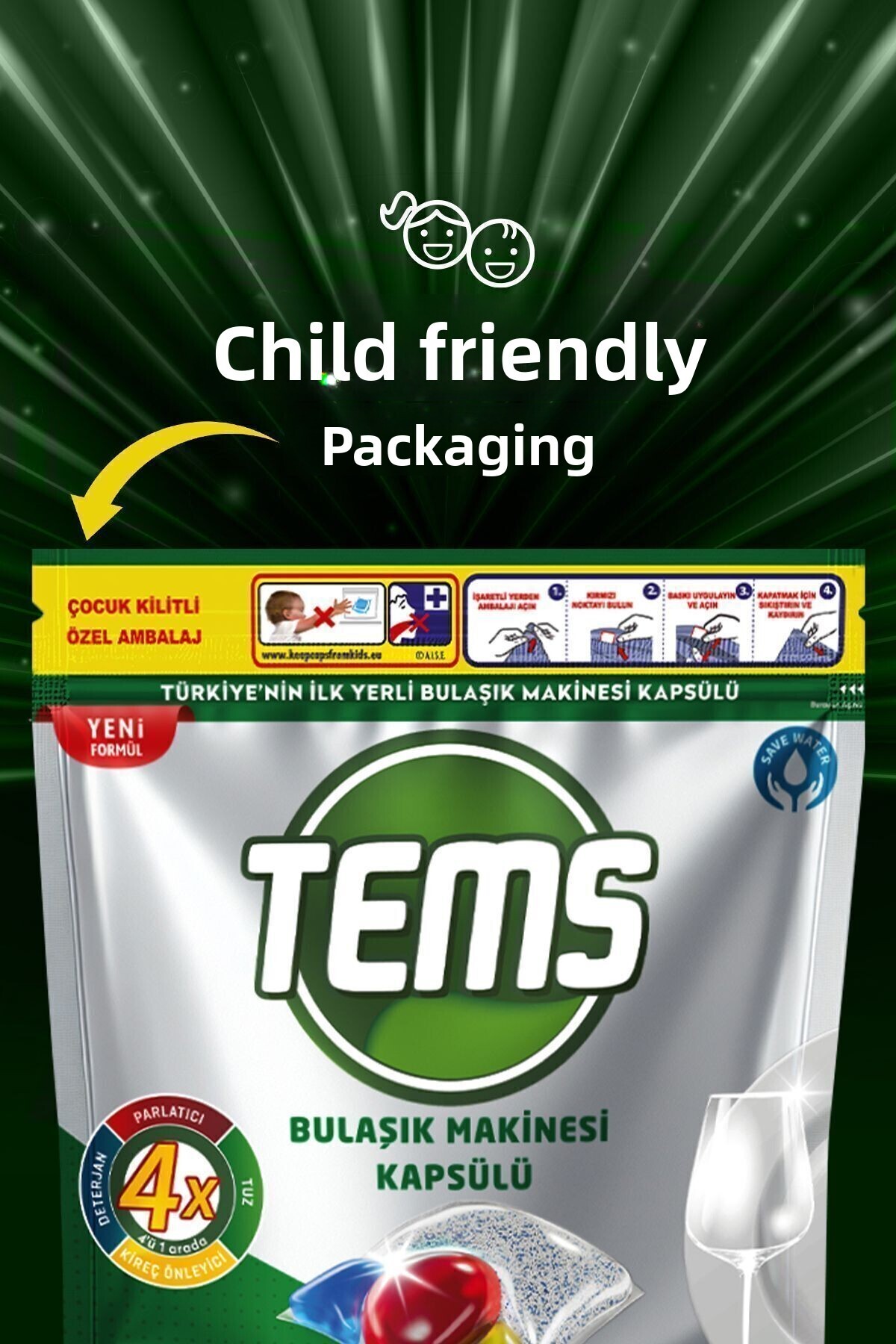 TEMS-4 Effect Dishwasher Capsules Detergent 108 Pack (3X 36 Pack) 4