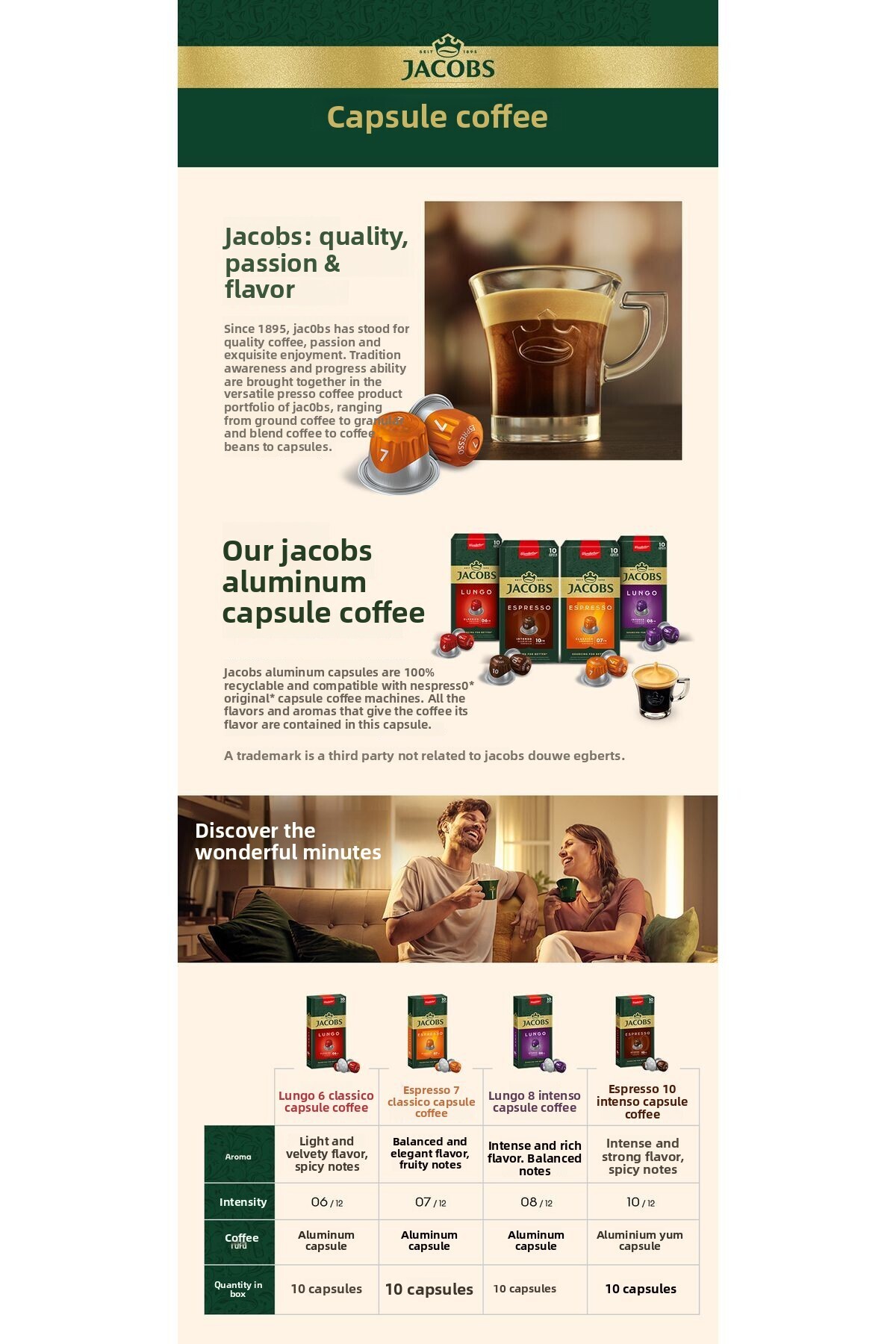 Jacobs-Lungo 8 Intenso Nespresso Compatible Aluminum Capsule Coffee 10 Pieces x 3 Packs 7
