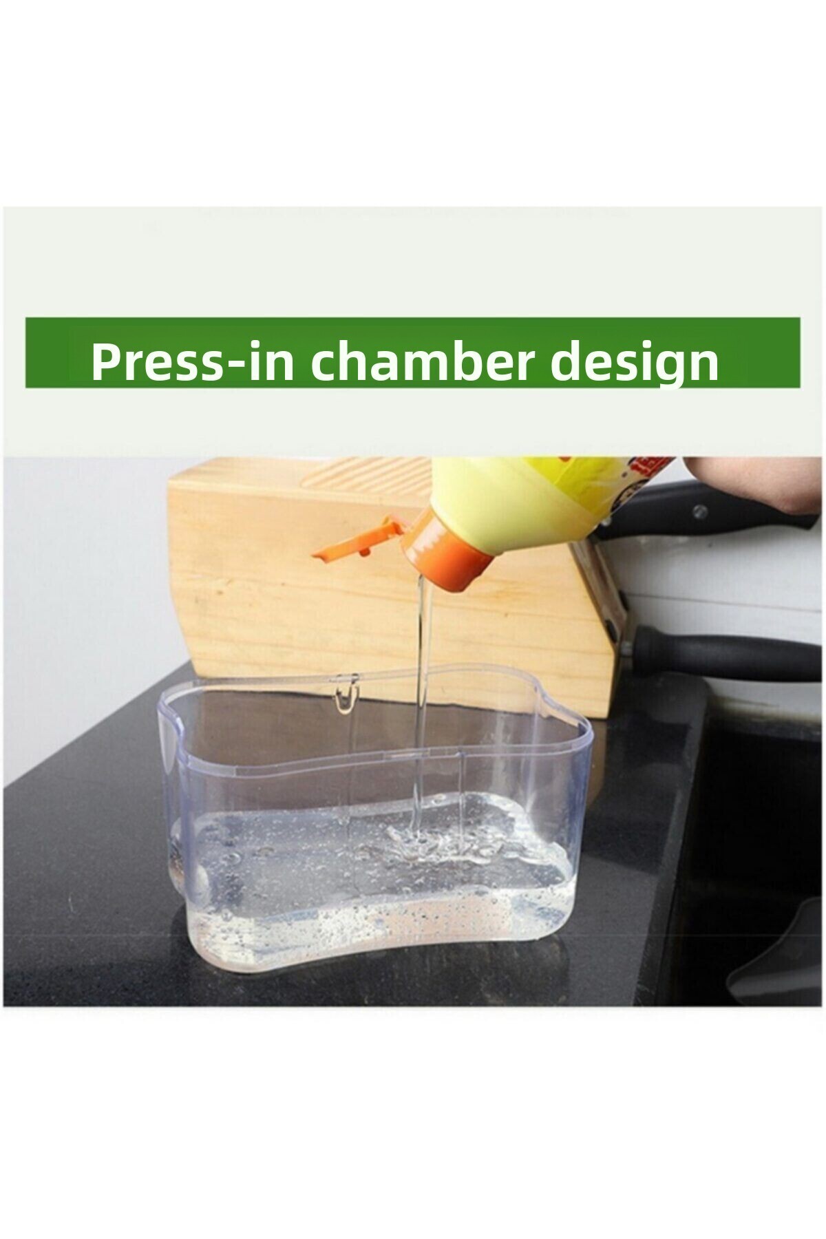 rennway-Practical Liquid Soap Dispenser Pump and Dishwashing Sponge Container with Buffer Two in One Press 5