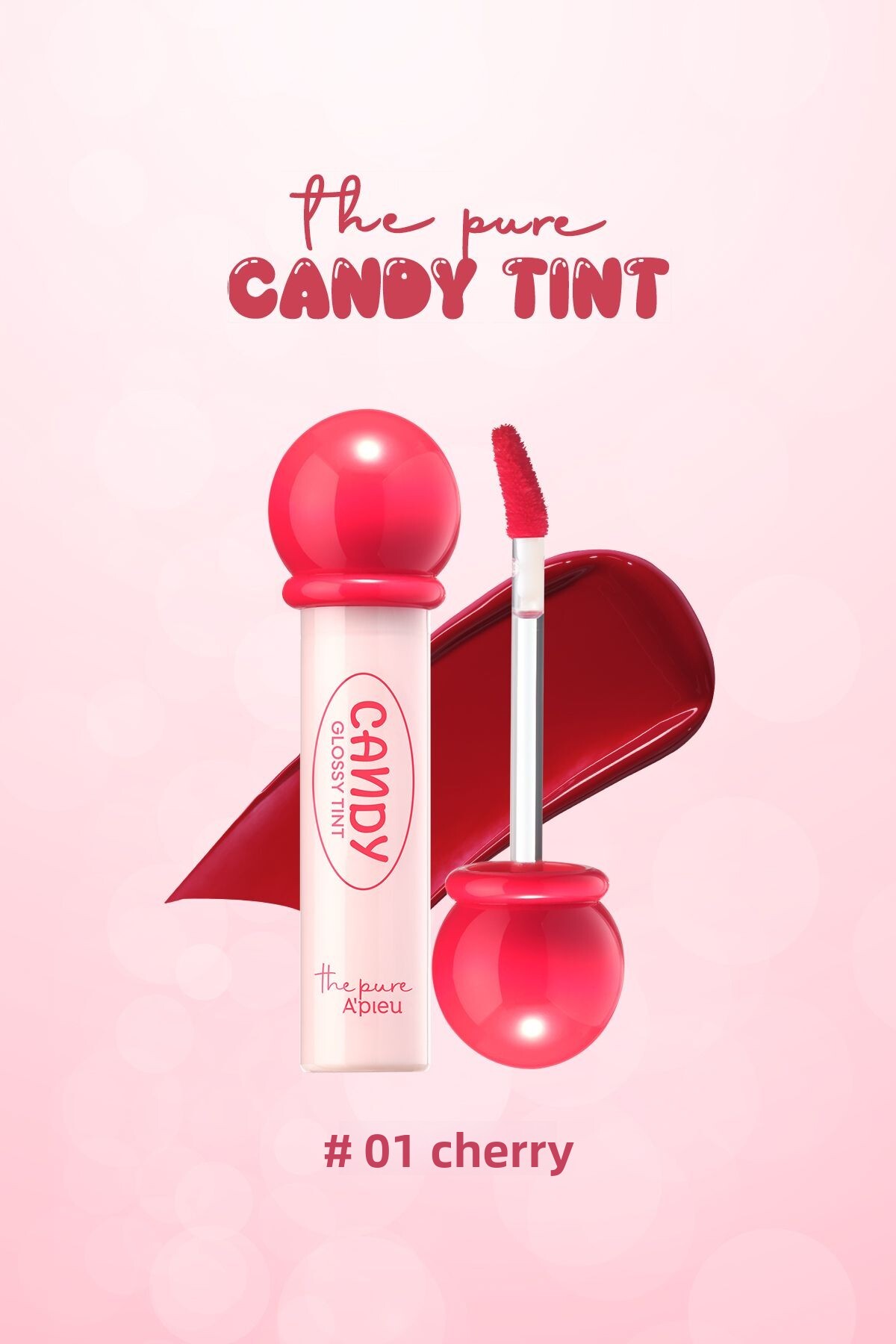 Missha Long-Lasting Candy Tint with Bright Ends and Water-Based - a'Pıeu the Pure (No.01 Cherry)