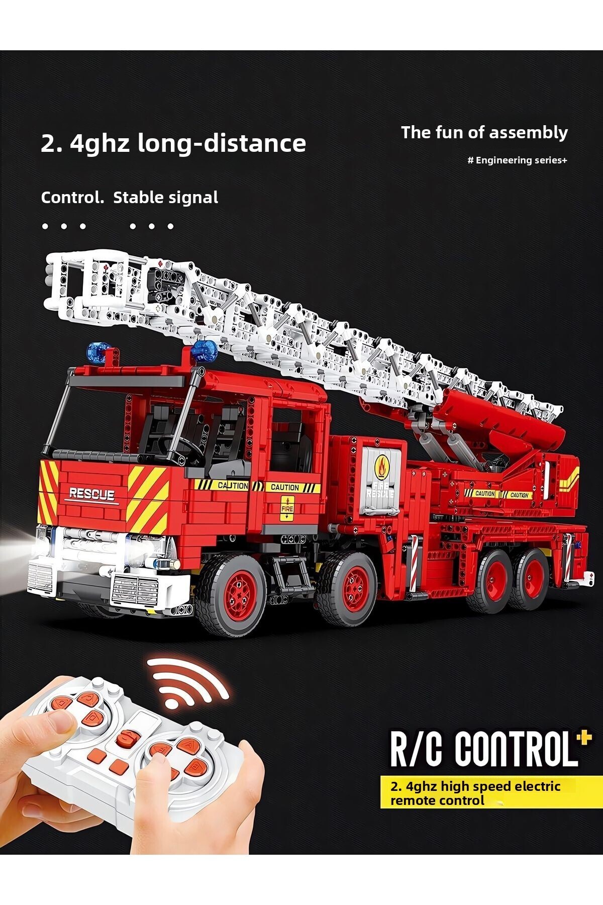 ماشین آتشنشانی کنترلشده با رادیو، کیت فنی ساخت بلوک (۳۲۶۶ قطعه)