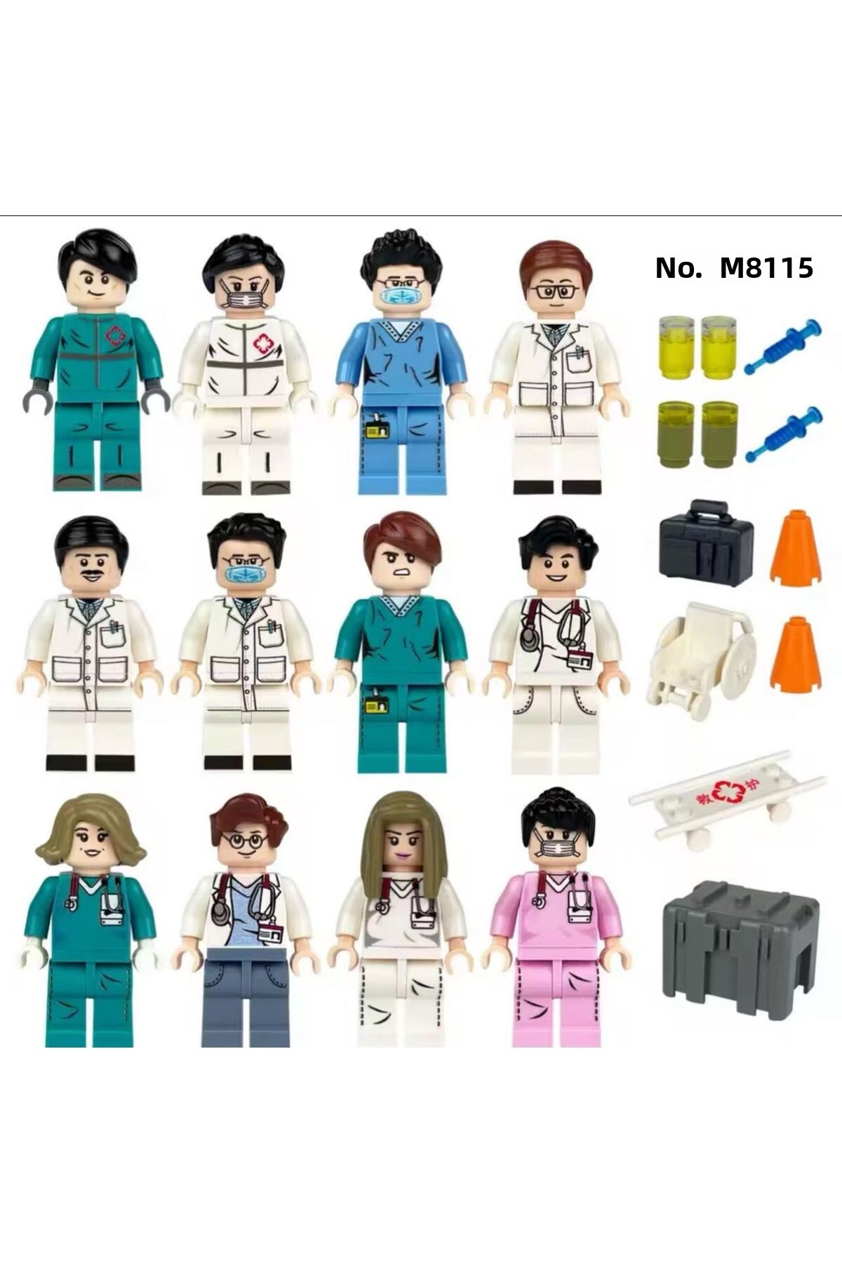 ست ۱۲ عددی فیگورهای مینیاتوری دکتر و پرستار، مطابق تصویر
