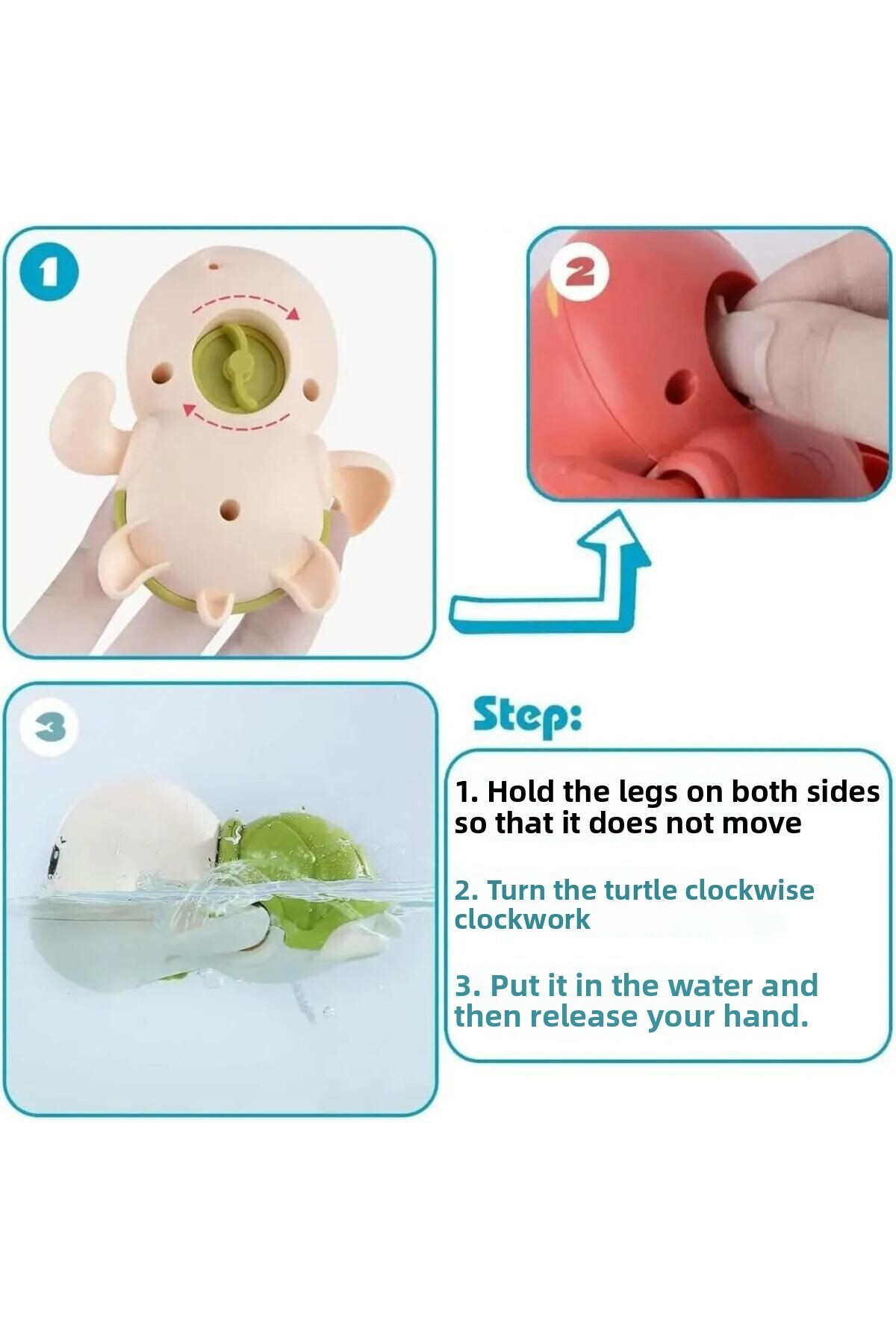 بازی‌های حمام لاک‌پشت بامزه برای نوزادان و کودکان - ۳ تکه