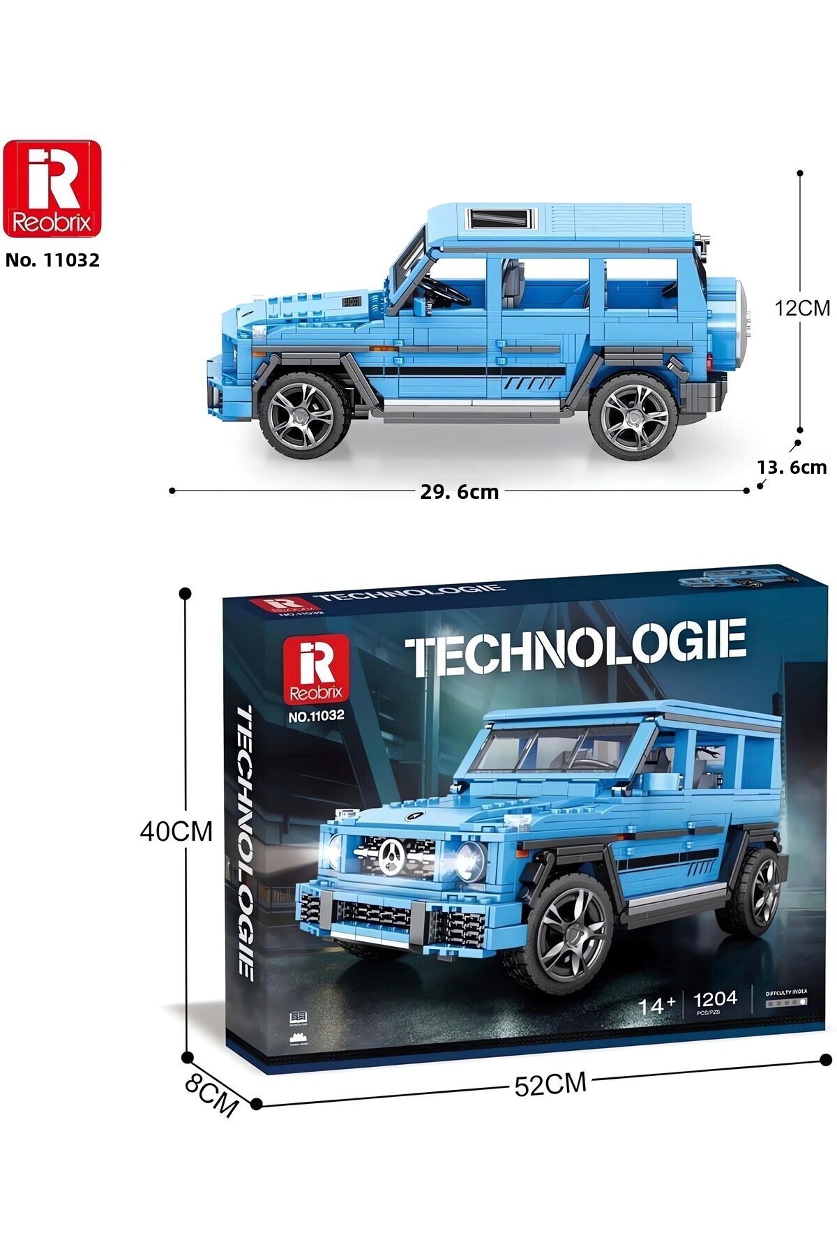 ماکت لوکس شاسیبلند مرسدس کلاس G در مقیاس ۱/۱۲، کیت ساخت مدل بلوکی فنی (۱۲۰۴ قطعه)