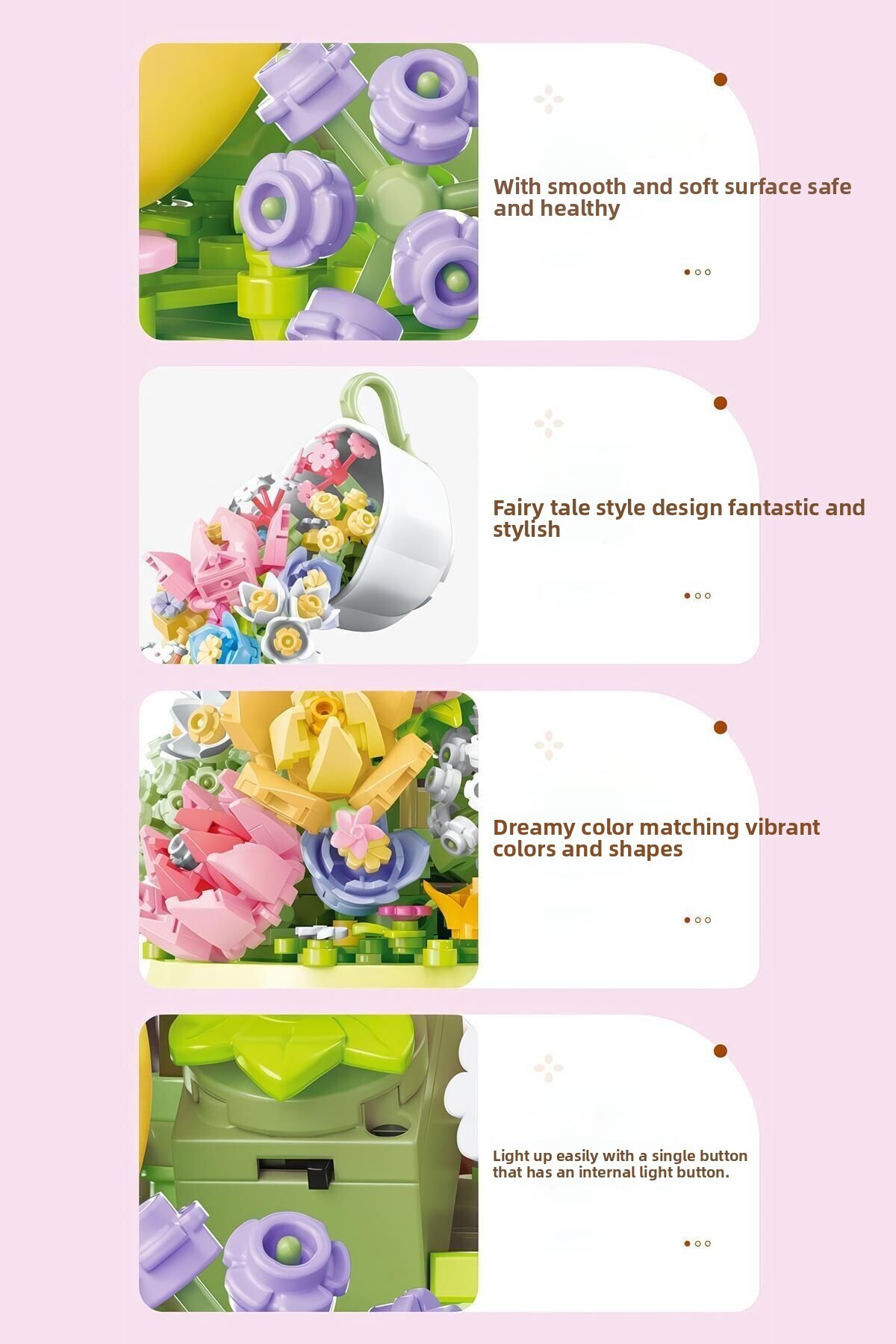 Huayan Cayı موزیکلی مجموعه گل‌فروش ۵۷۵ تکه بلوک‌های ساختنی سازگار با اسباب‌بازی ساختنی (۶۱۱۰۵۰)