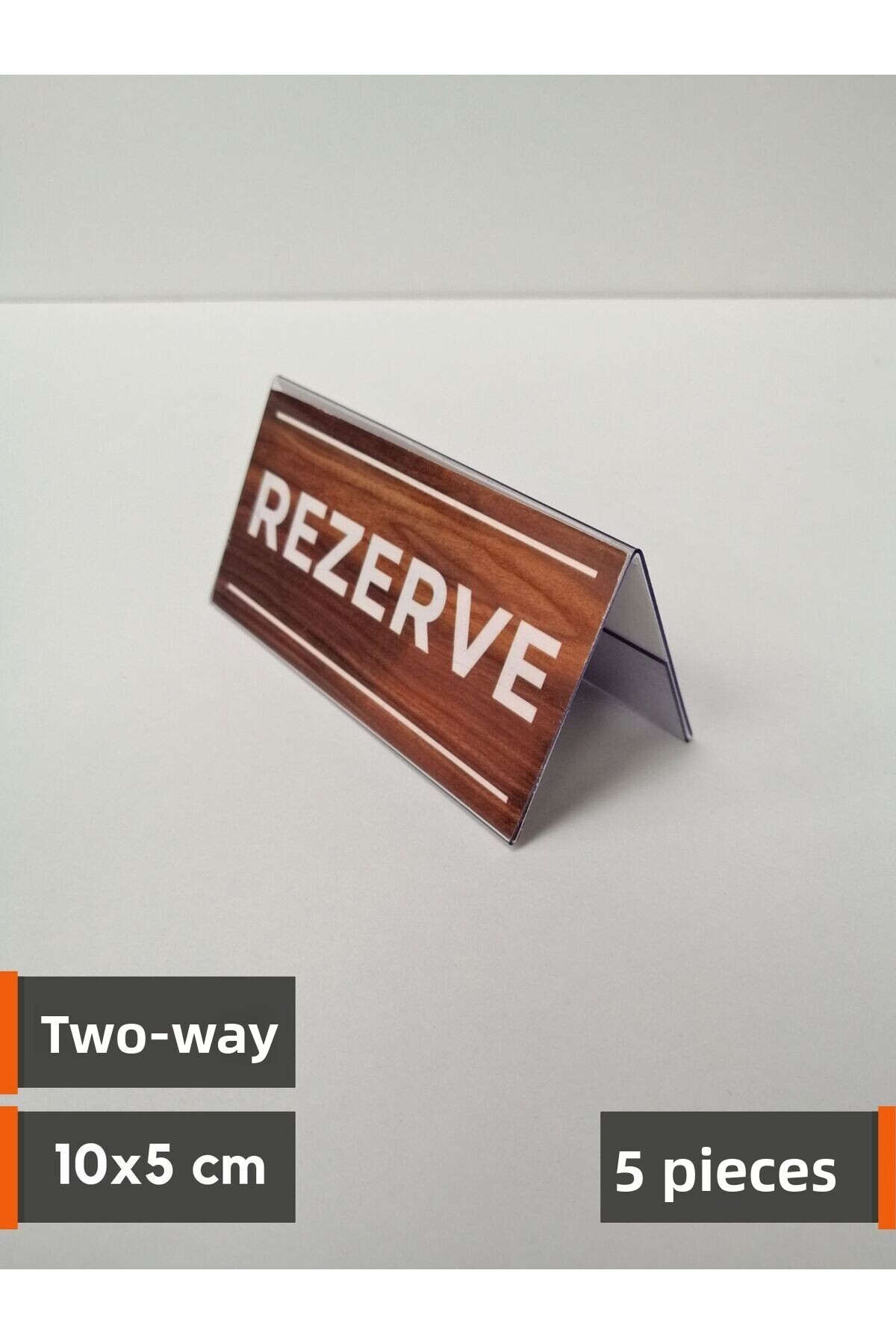 Şeffaf Etiket-5 Pcs Reserved Sign Pvc Double Direction Notice Desktop Reserved Apparatus Table Reserve Walnut 1