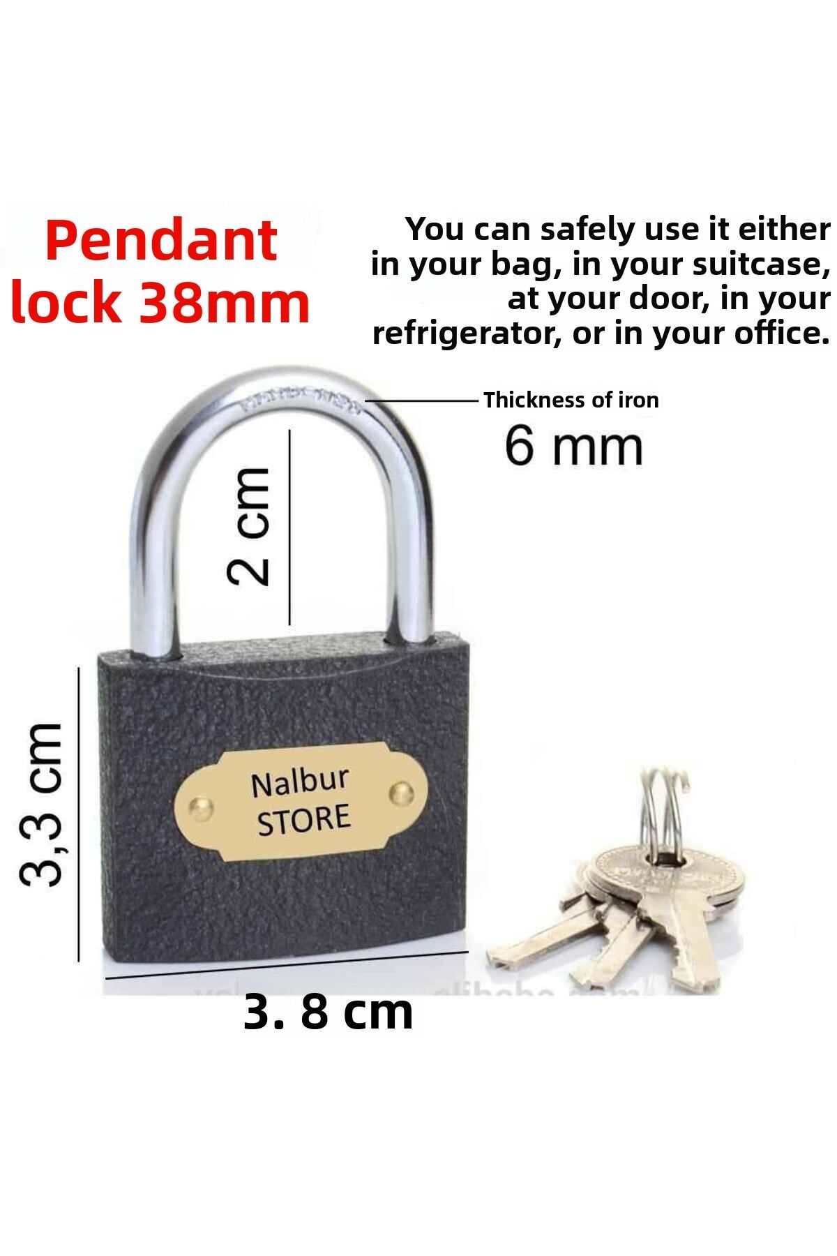 Ebax-38mm Cabinet Lock Padlock - Can Use on Your Suitcase and Bag 2