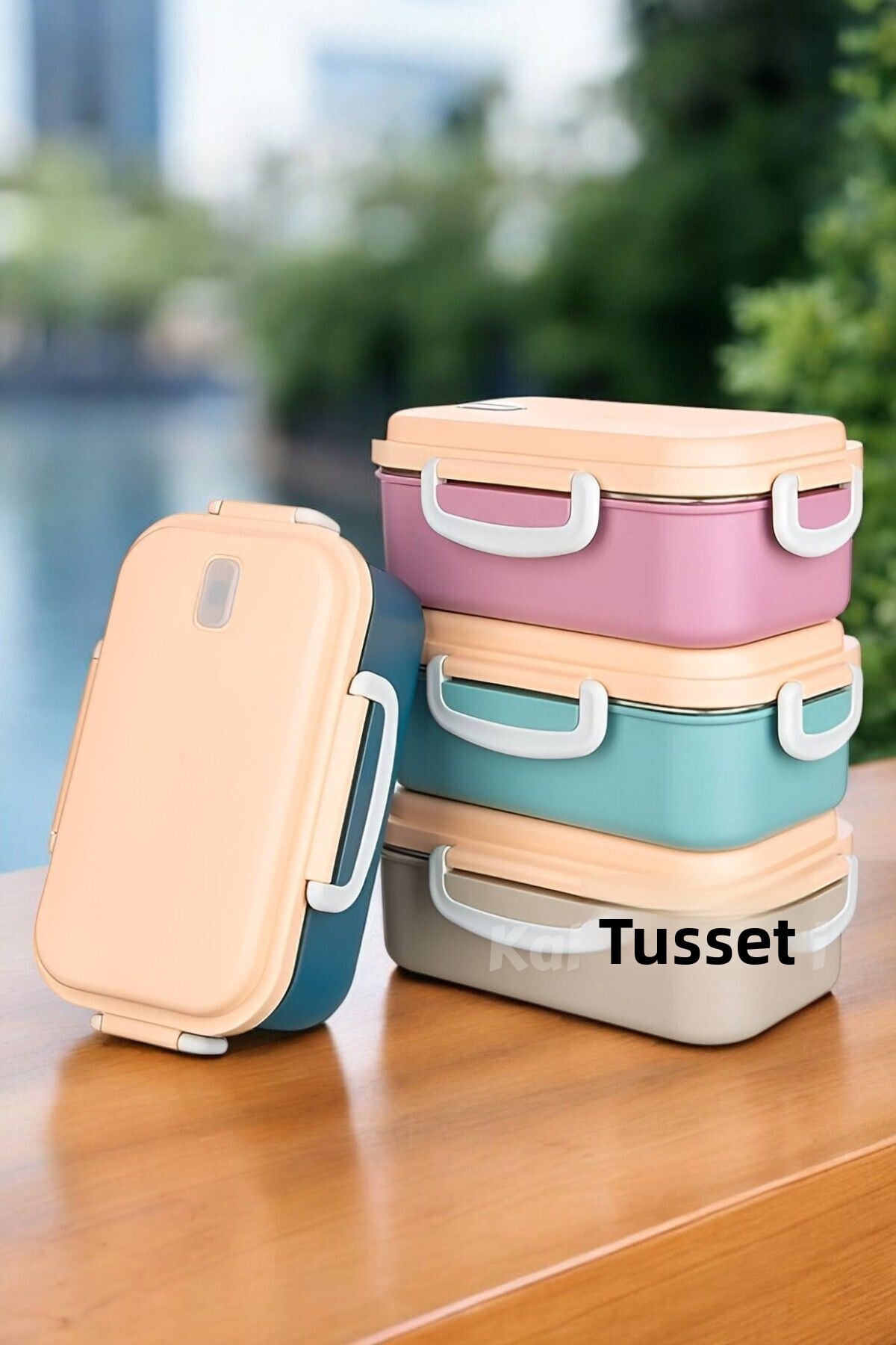 KaktüsKedi-Turquoise Aurora Stainless Steel Leak-Proof Lunch Box Food Transport and Storage Box 5