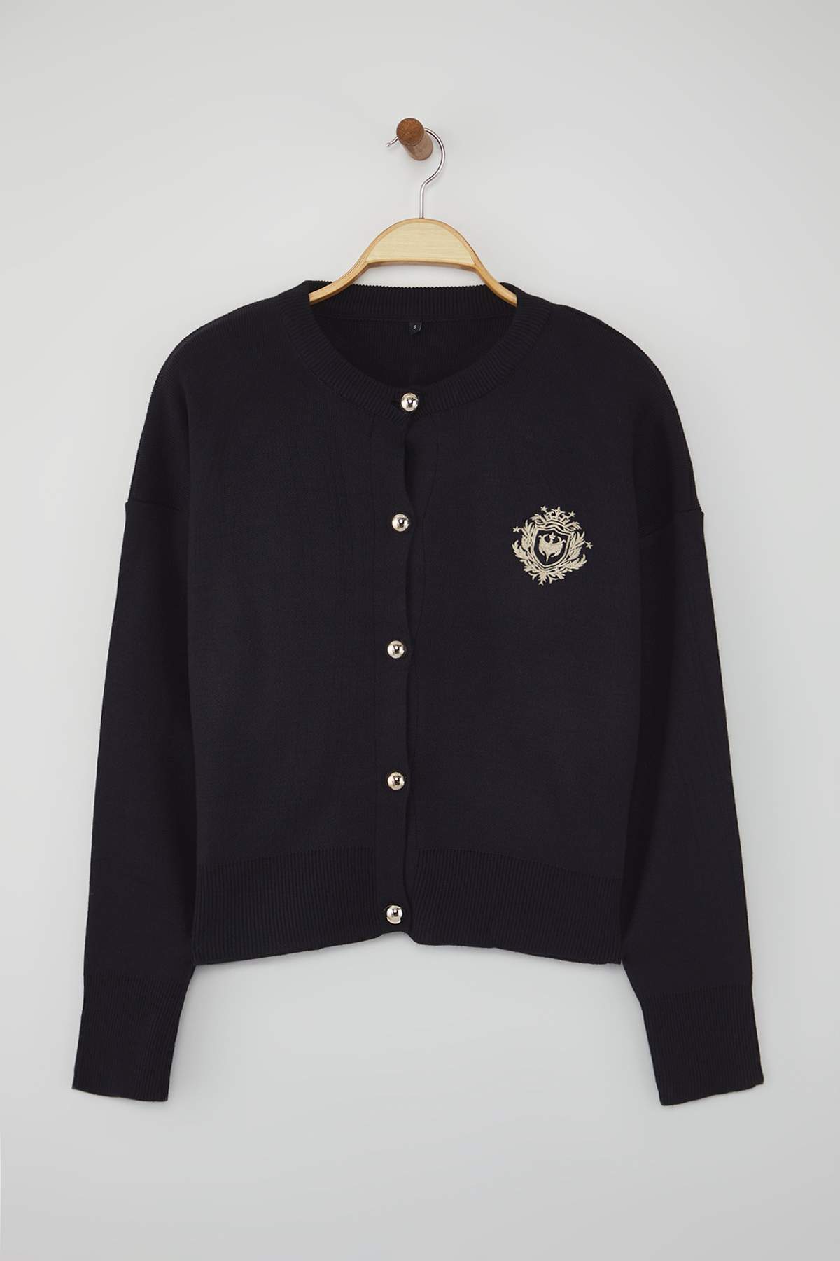 Trendyolmilla  Teen Lacivert Kolej Temalı Nakış İşlemeli Triko Hırka TWOAW26HI00214 - Görsel 5