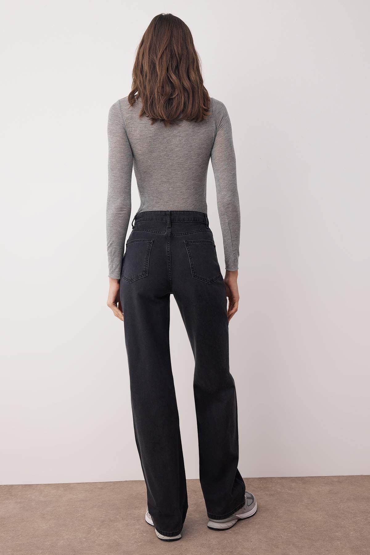 Trendyolmilla  Siyah Yüksek Bel Wide Leg Jeans TWOSS25JE00278 - Görsel 4