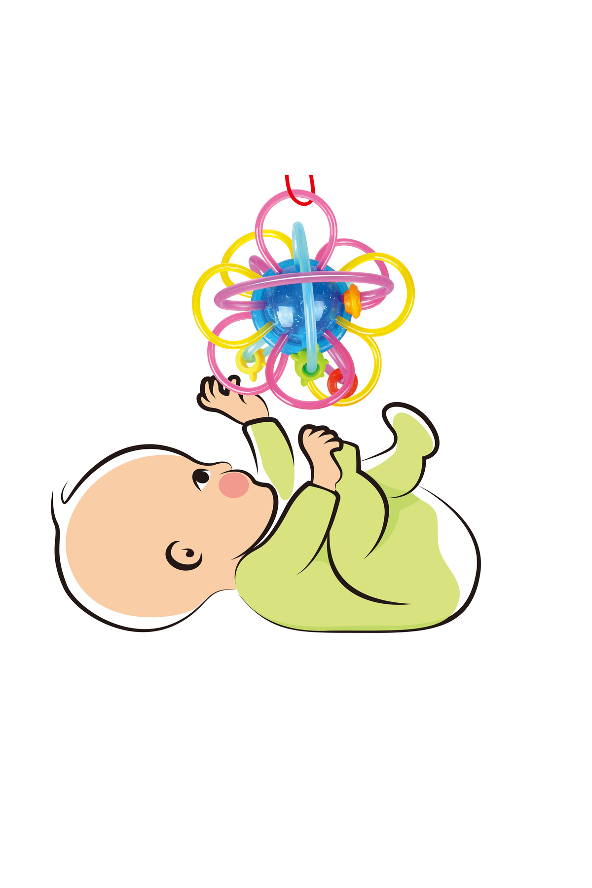 Hola-Honeycomb Teething Toy, Soft TPU Material for Gentle Gum Massage, Spinning Ball with Sound Effe 4