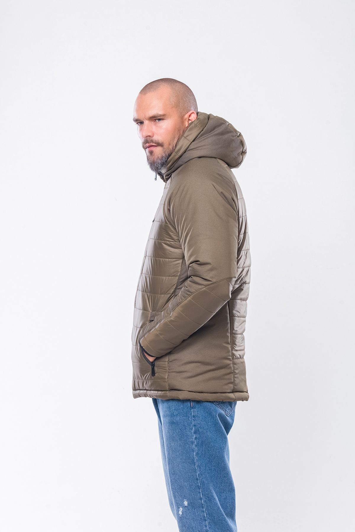 Kevin-K202 Hooded Khaki Coat 4