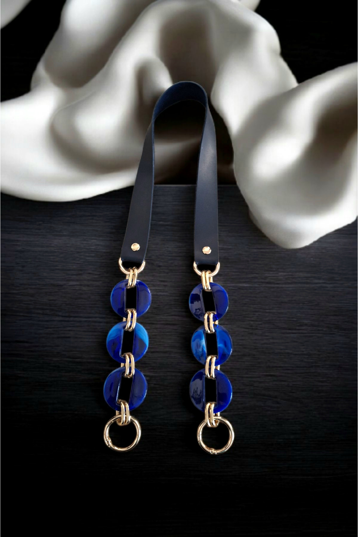 Nildenhobim Suni Derili Akrilik Model Örgü Çanta ve Deri Çanta Sapları - 65 Cm ( Lacivert Derili )