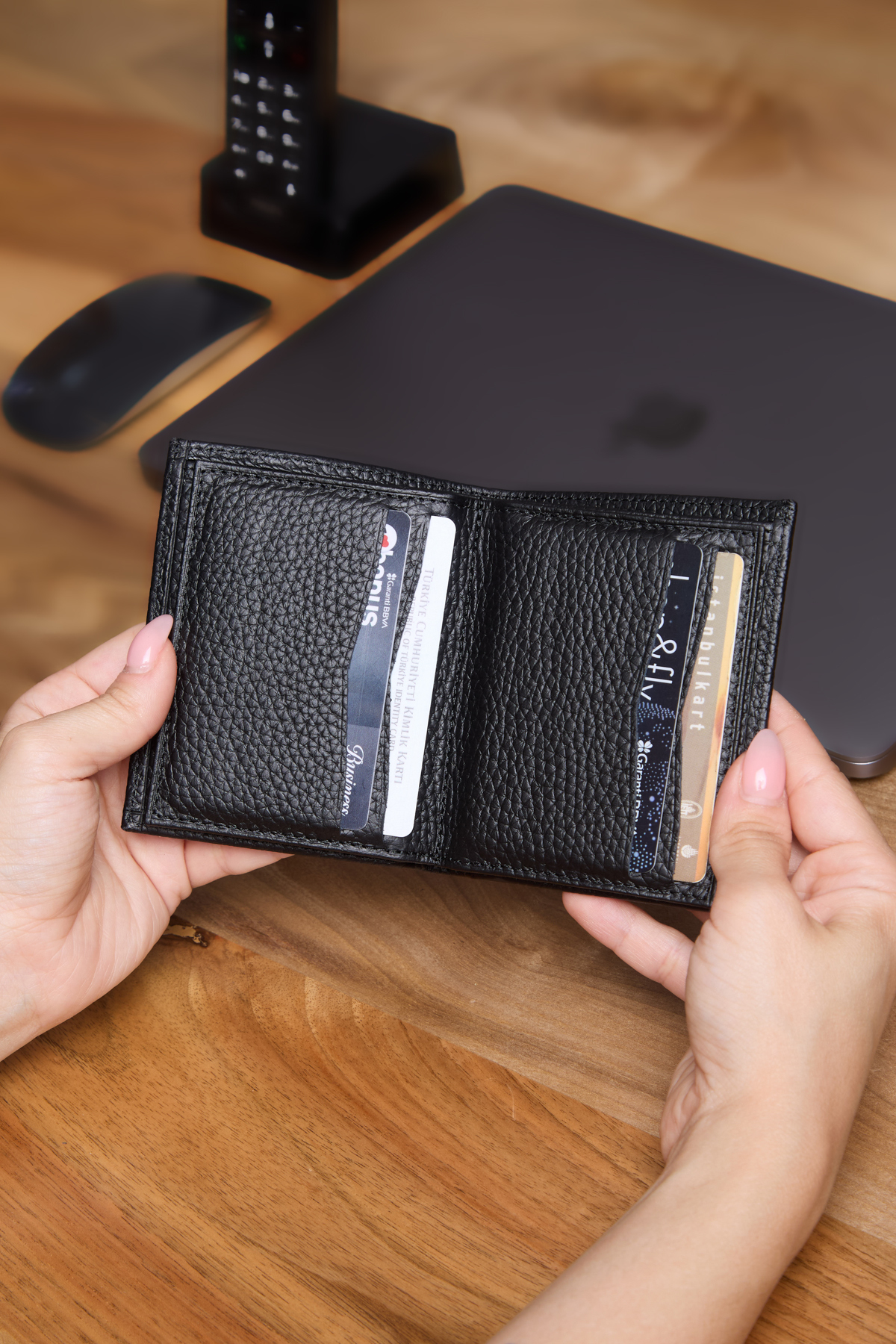 Grande  3701 Hakiki Gerçek Deri Dikey Erkek Cüzdanı Siyah - Görsel 3