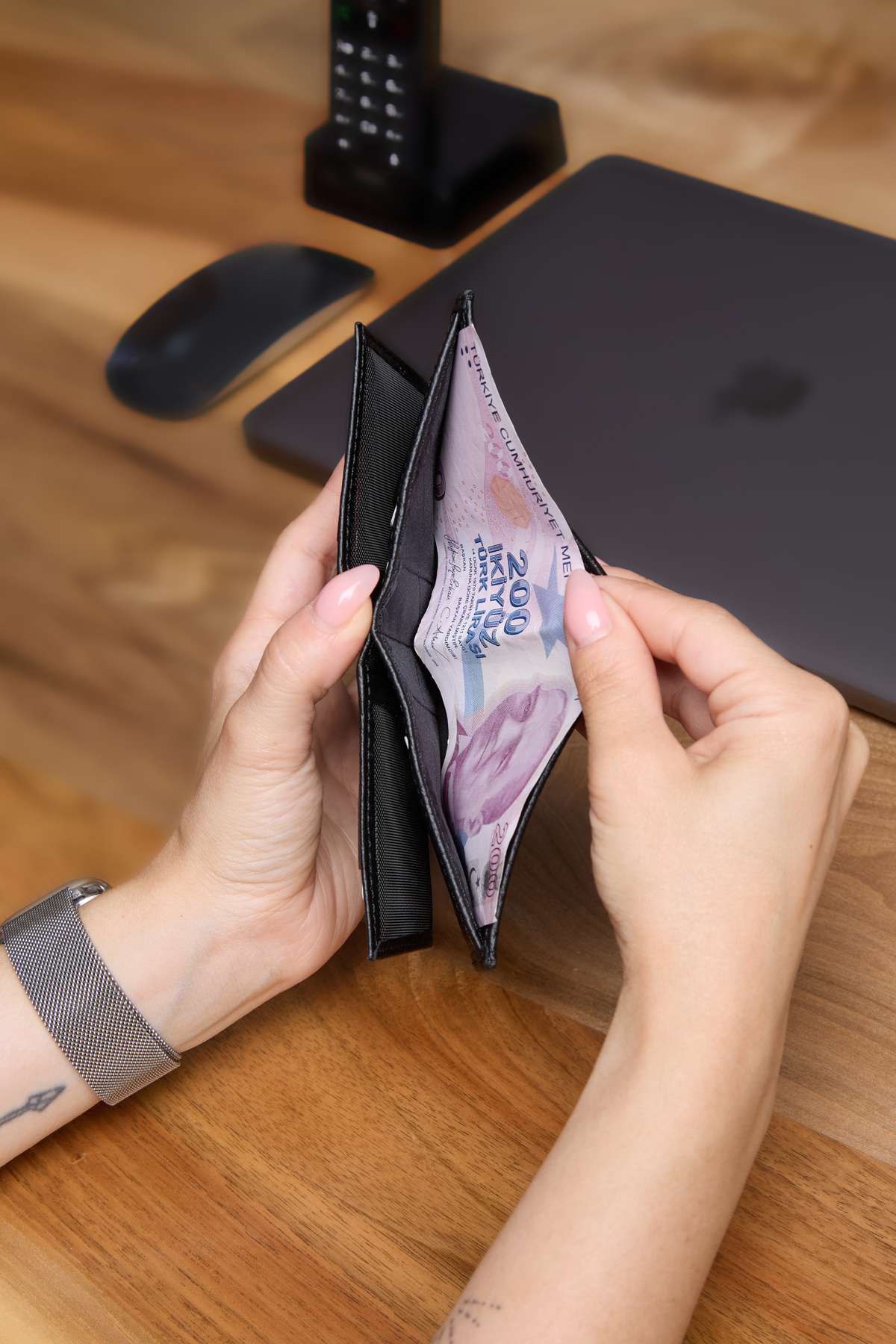 Grande  3701 Hakiki Gerçek Deri Dikey Erkek Cüzdanı Siyah - Görsel 5