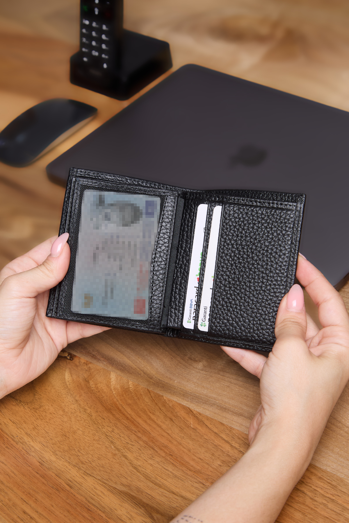 Grande  3701 Hakiki Gerçek Deri Dikey Erkek Cüzdanı Siyah - Görsel 4