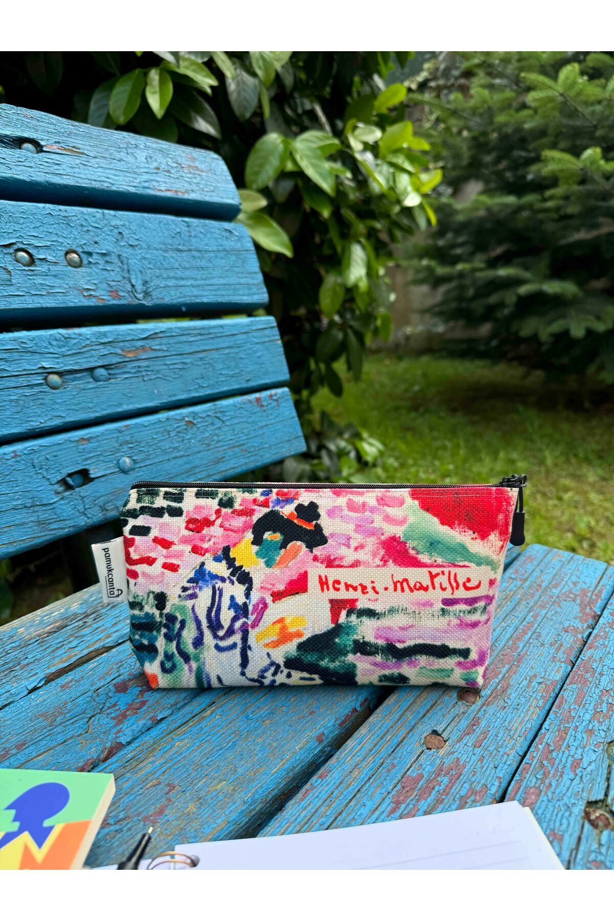 pamukcanta Henri Matisse büyük boy kalemlik yıkanabilir 22x12 ölçülerinde körüklü makyaj çantası
