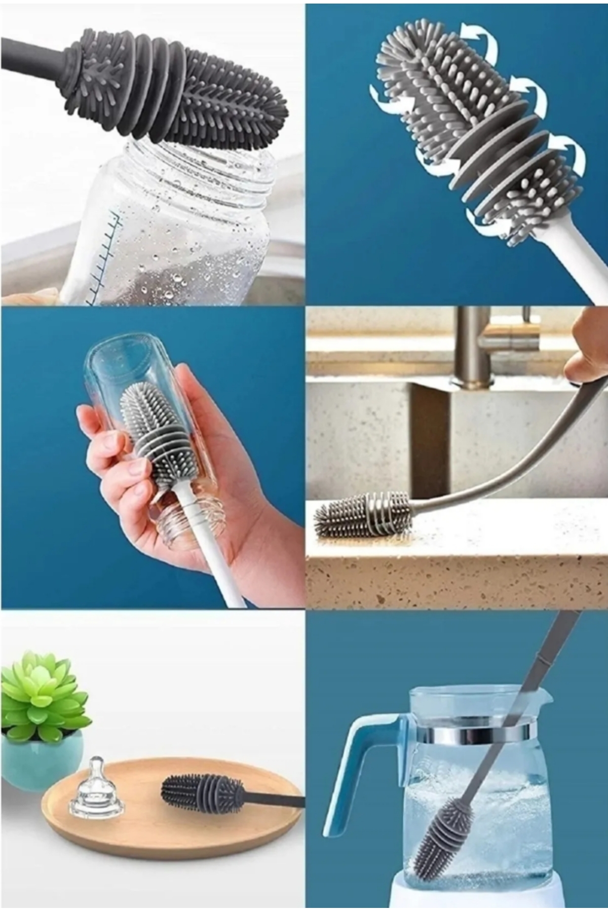happier Biberon Emzik Temizleyici Silikon Fırça-Şişe&Bardak& Kavanoz Temizleyici fotoğrafı 5 (önizleme)