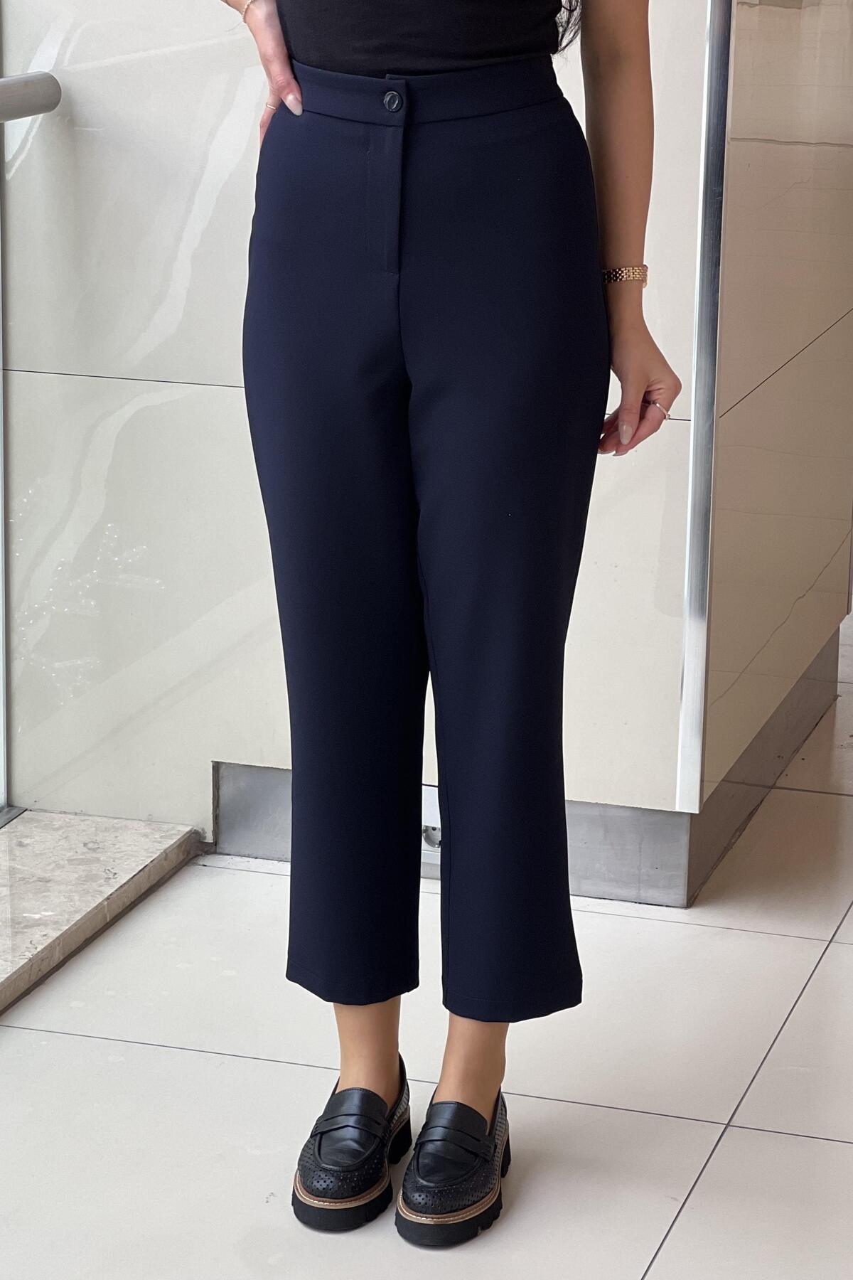 sentez giyim-Synthesis One Button Pants with Elastic Back 2