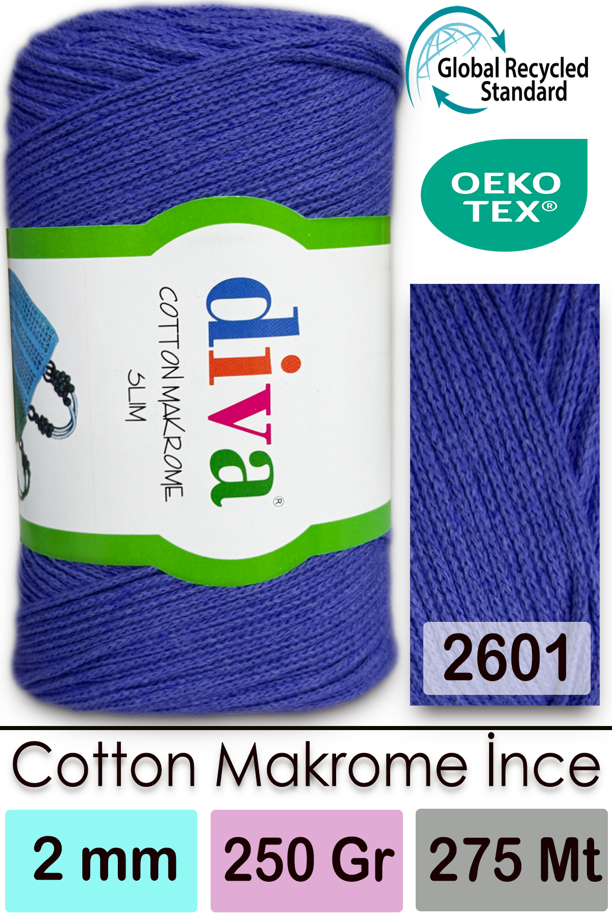Diva Cotton Macrome Thin 2601 Saxe Blue