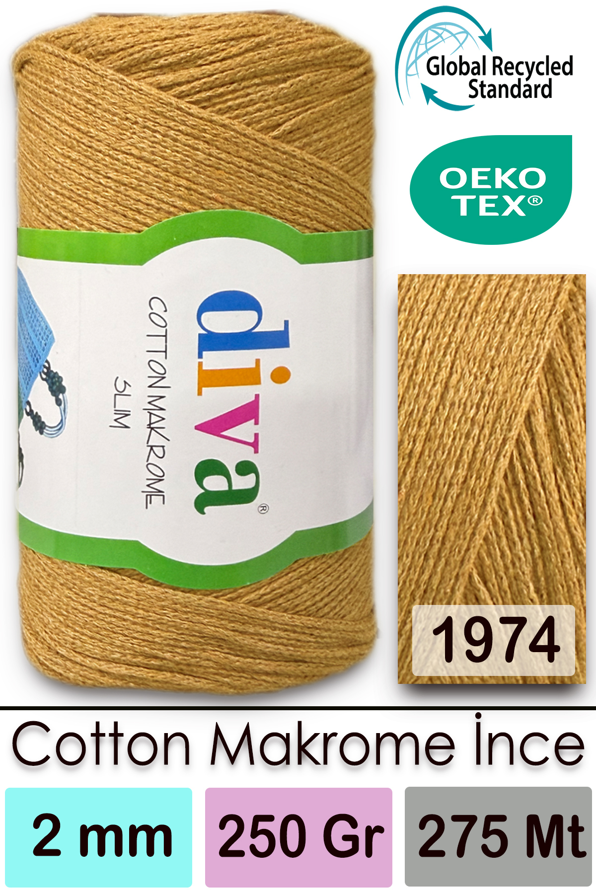 Diva Cotton Makrome Fine 1974 Mustard