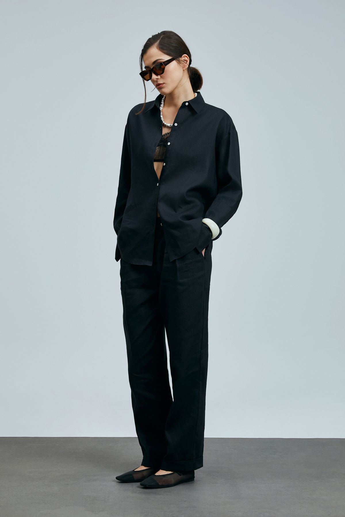 Lufian-Navasa Women's Linen Trousers Black 6