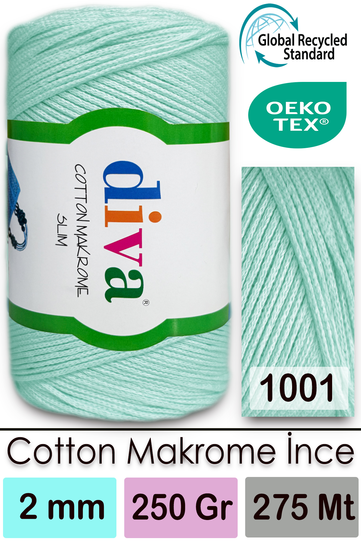Diva Cotton Makrome Fine 1001 Soft Mint