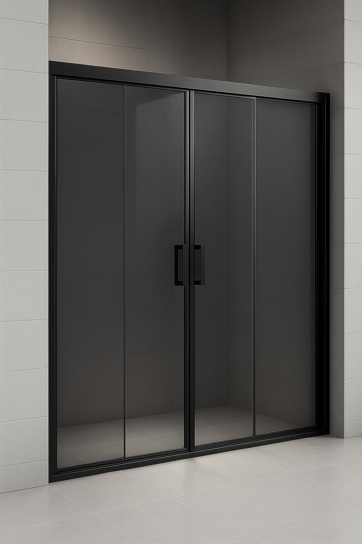 Front Elegant Series Smoked Tempered Glass Black Profile Shower Cabin 190 cm